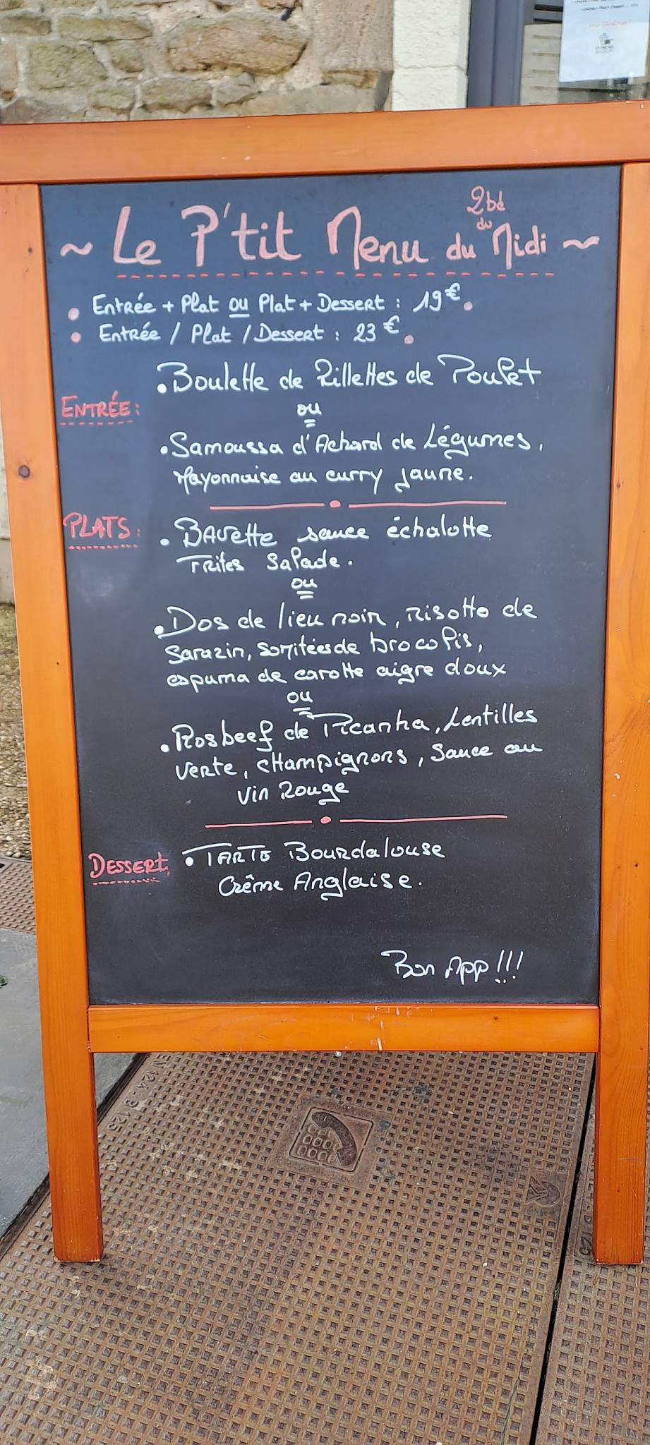 Menu de La P'tite Franquette