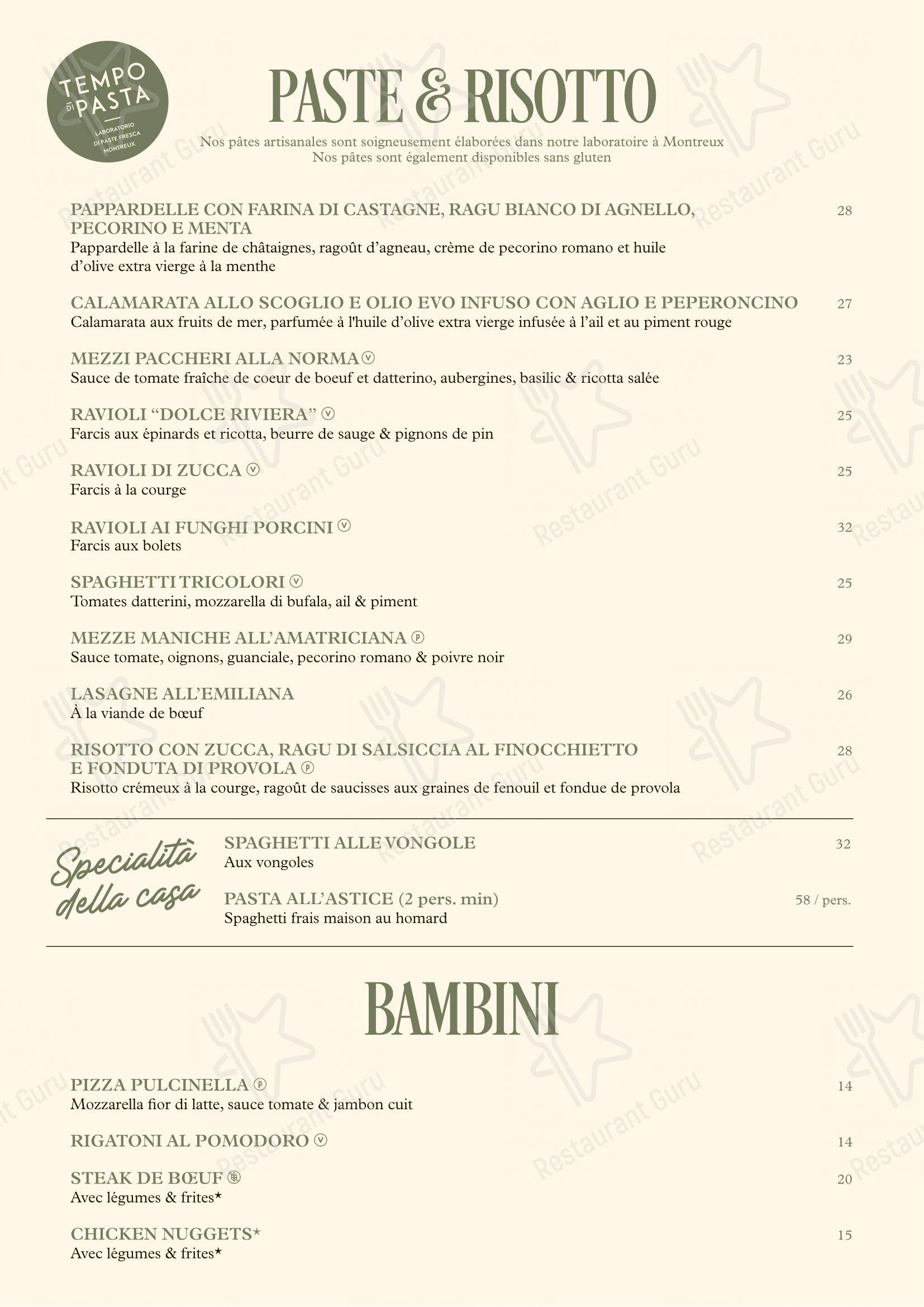 Menu di La Rouvenettaz (Jardin d'hiver) - Menu bar