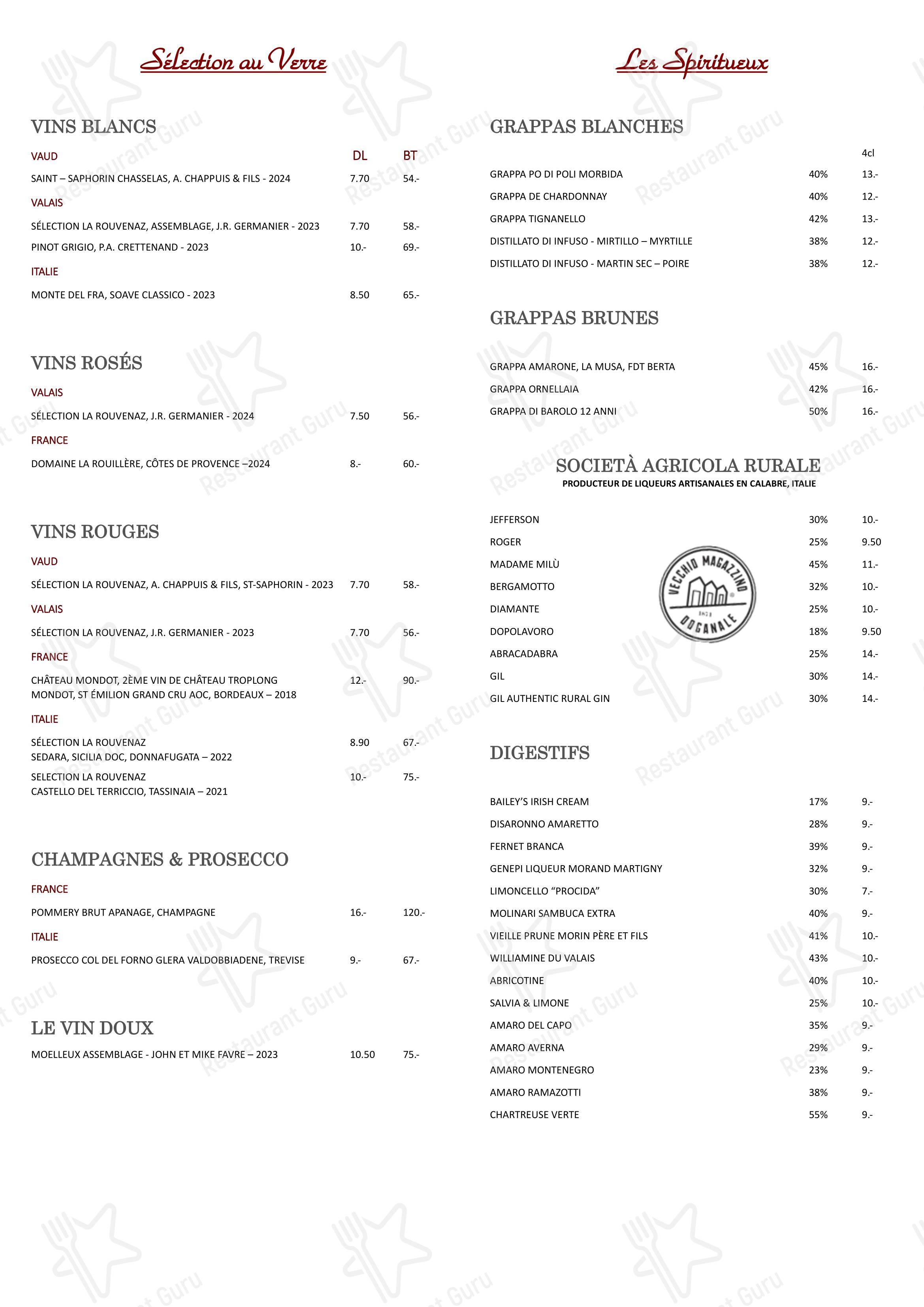 Основное меню per La Rouvenettaz (Jardin d'hiver) ristorante