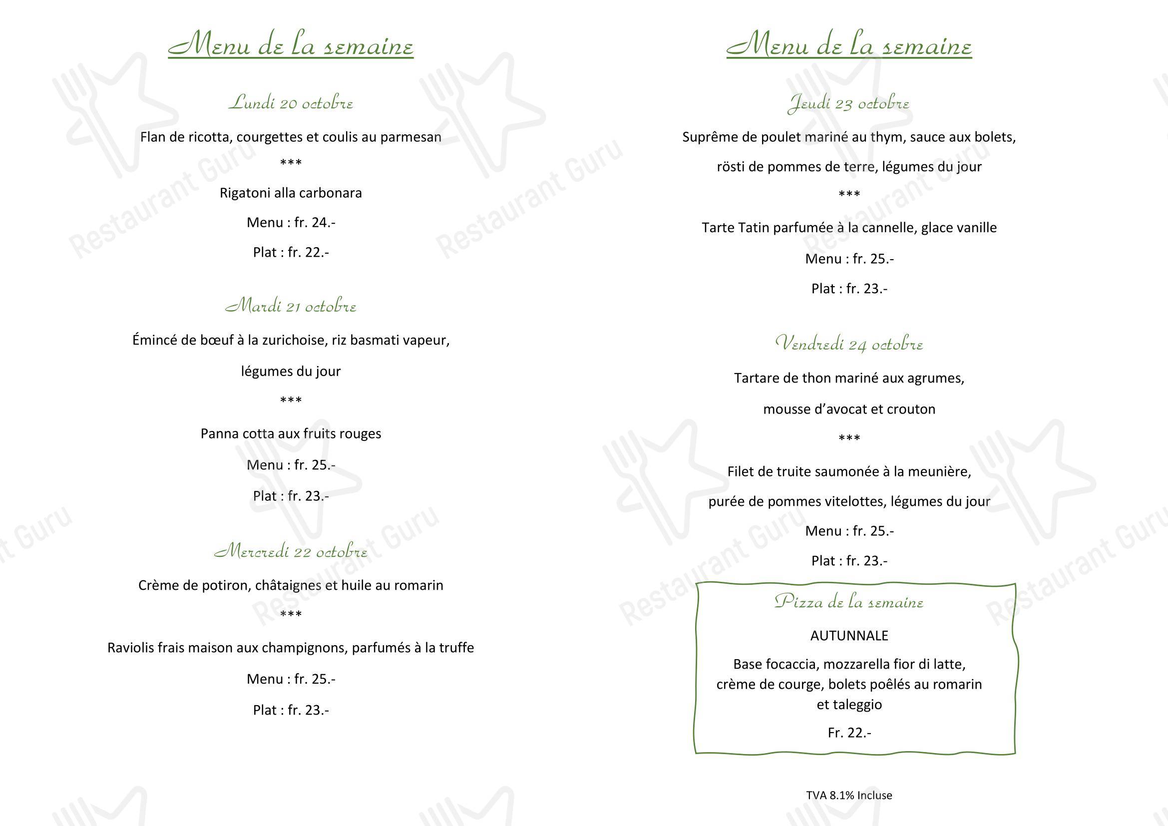 Menu di La Rouvenettaz (Jardin d'hiver) - Menu