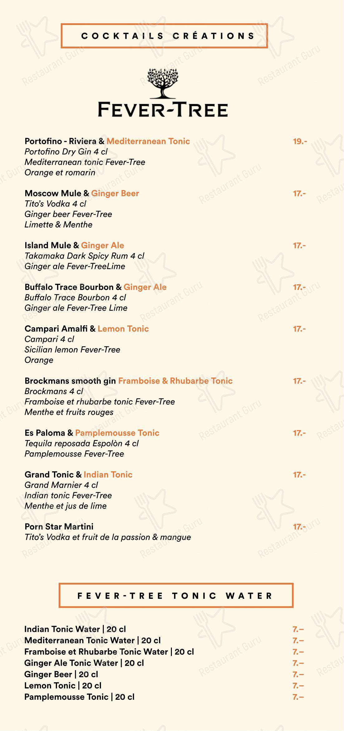 Коктейльная карта per La Rouvenettaz (Jardin d'hiver) ristorante