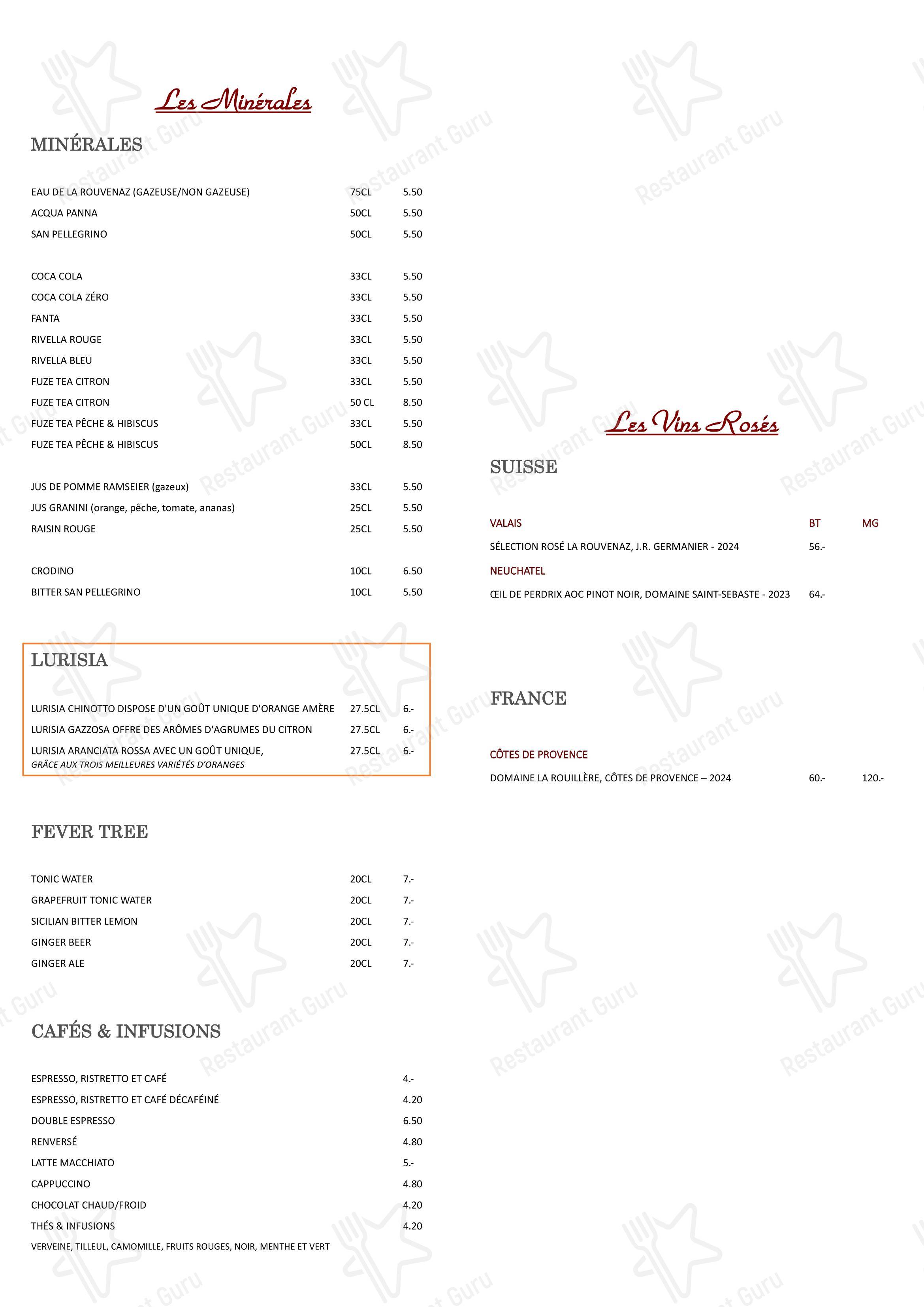 Основное меню per La Rouvenettaz (Jardin d'hiver) in Montreux