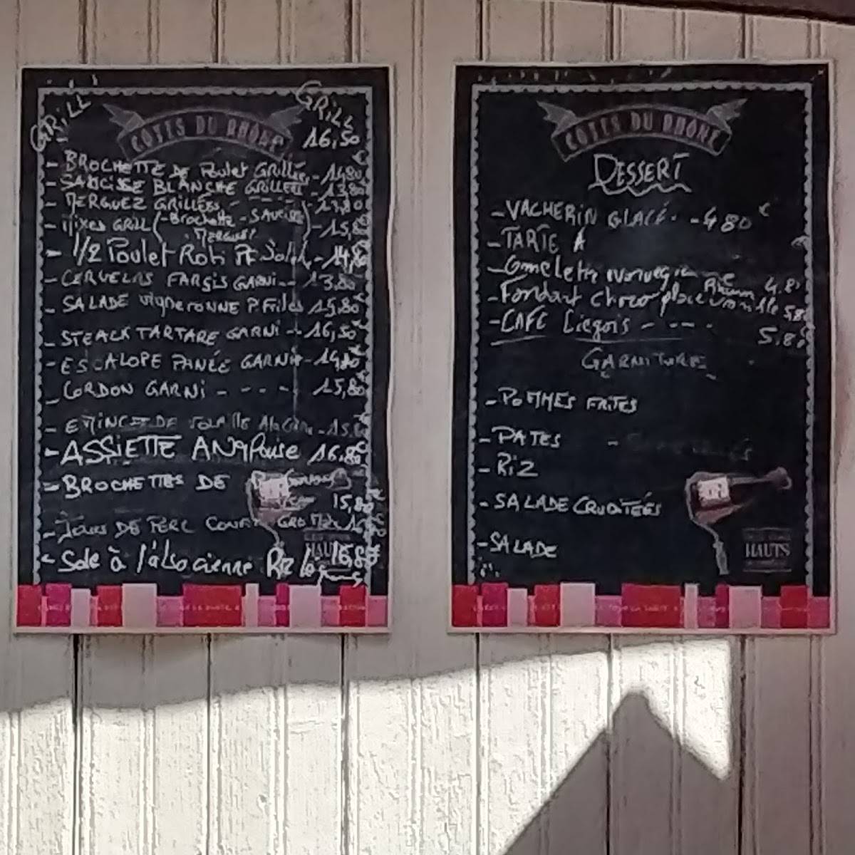 Menu de La Taverne