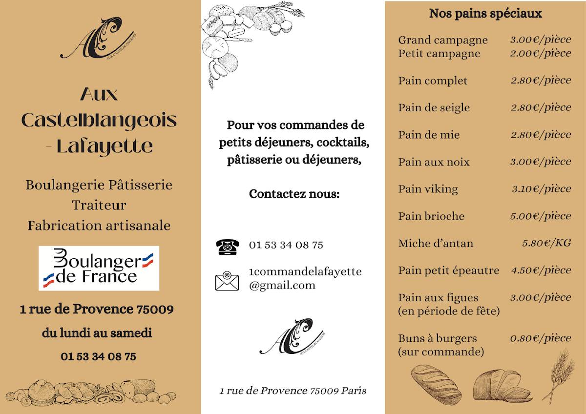 Menu de Aux Castelblangeois