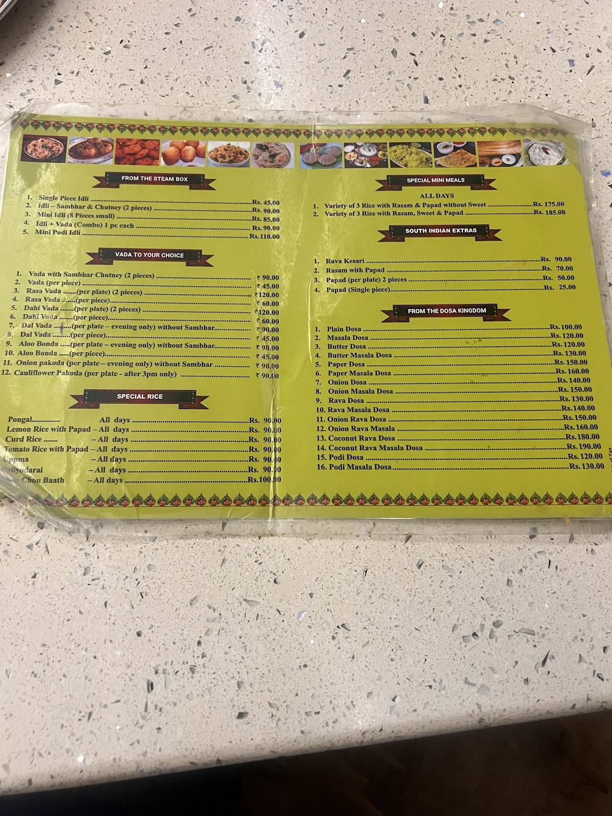 Lakshmi Coffee House menu