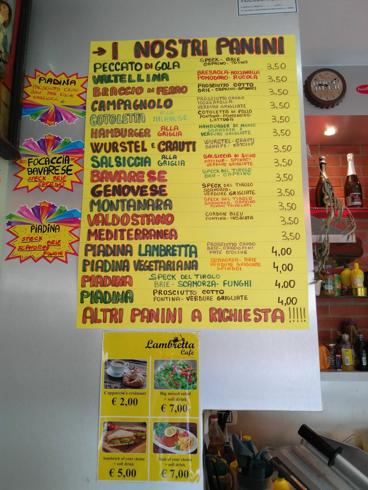 Menu di Lambretta Cafè 