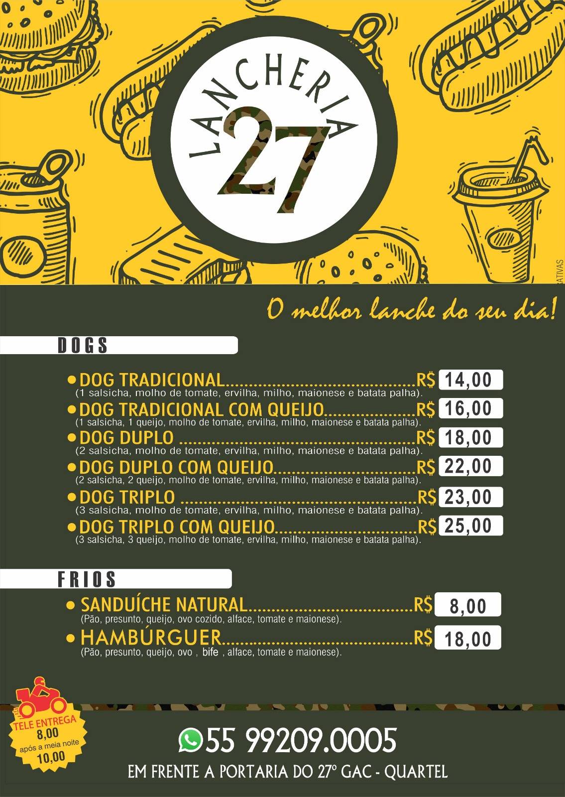 Lancheria 27 cardápio