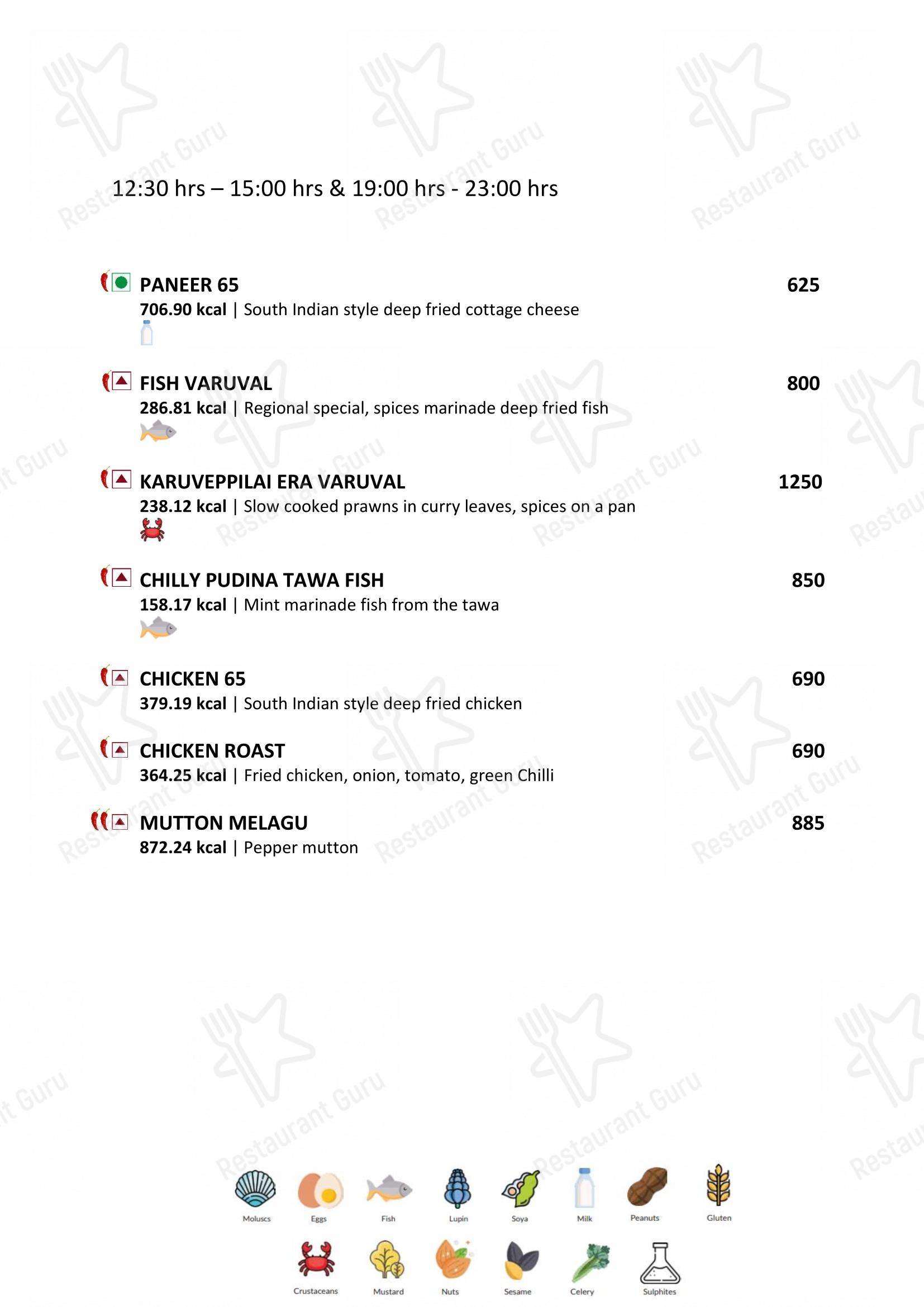 Menu for the Latitude Restaurant - Vivanta Coimbatore restaurant