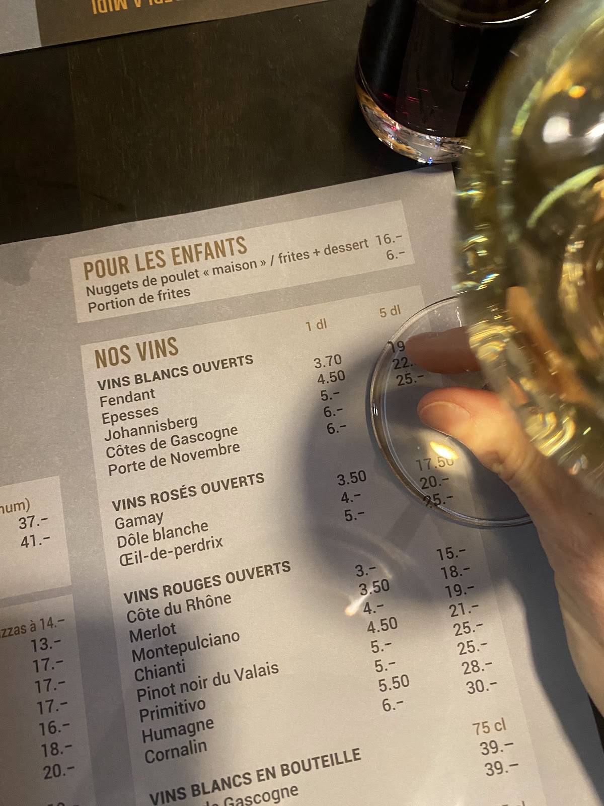 Menu de Le Cheval Blanc Chez Paco