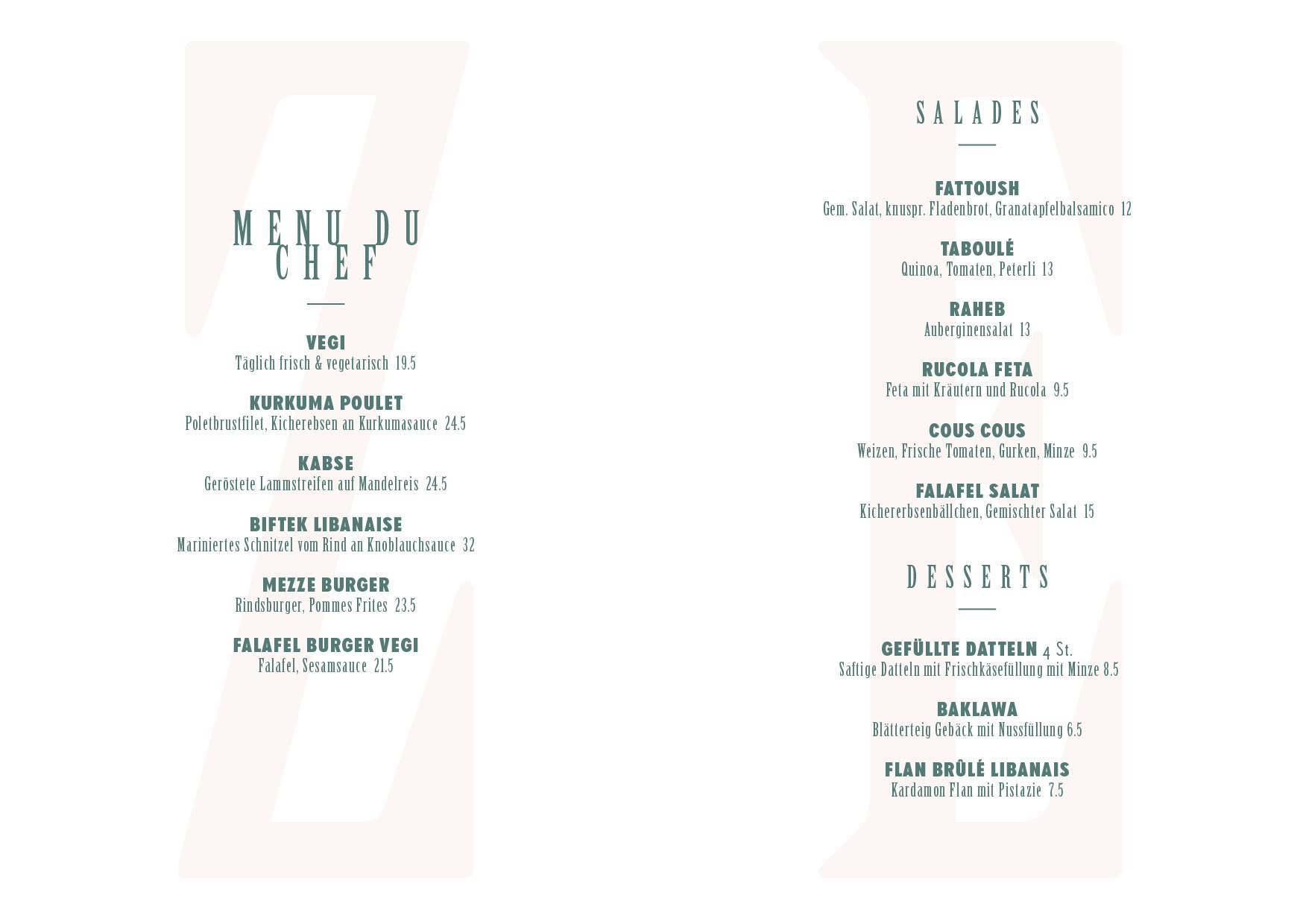 Menu di Le Mezzerie de Moudi 