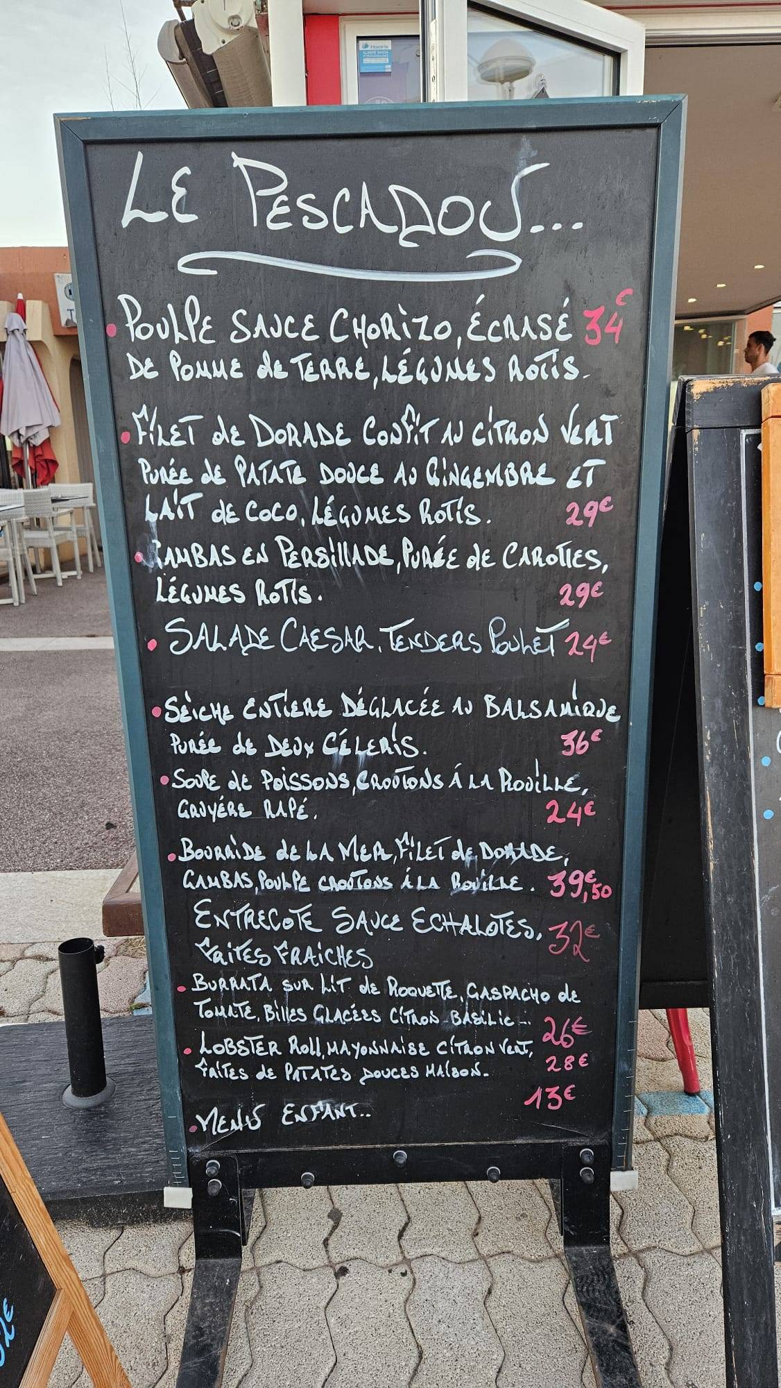 Menu de Le Pescadou