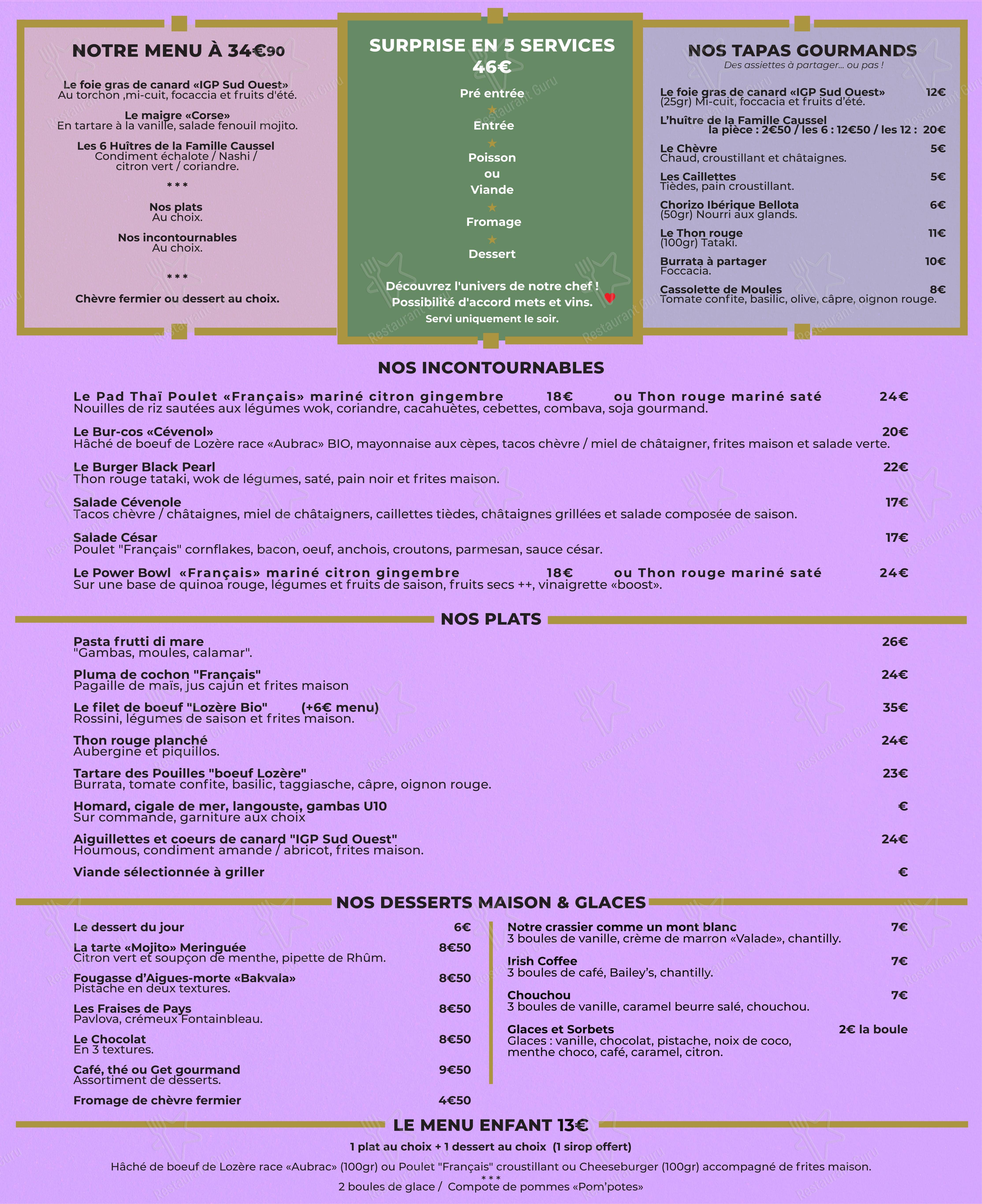 Le Rabelais dans Alès - Menu
