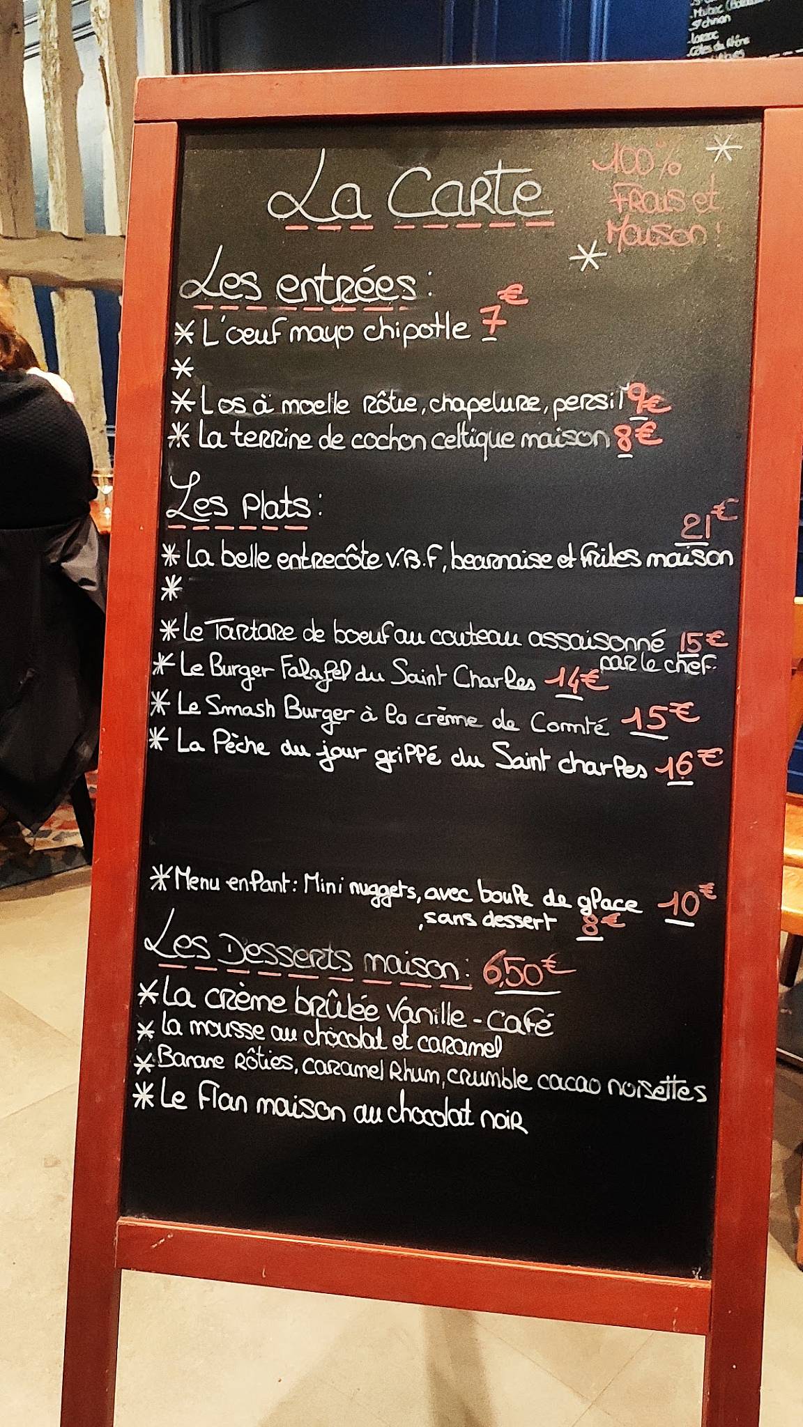Menu de Le Saint Charles