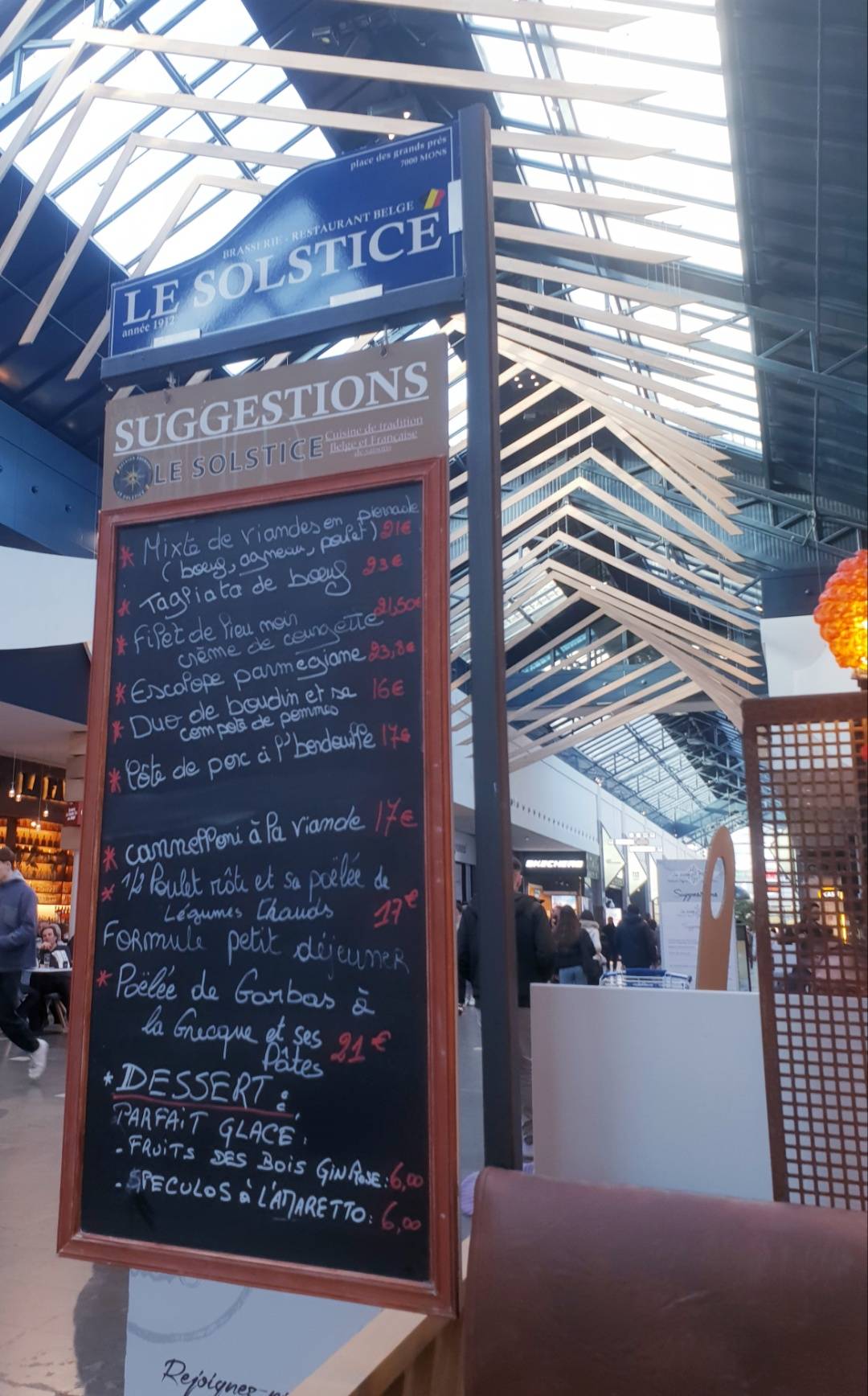 Menu de Le Solstice