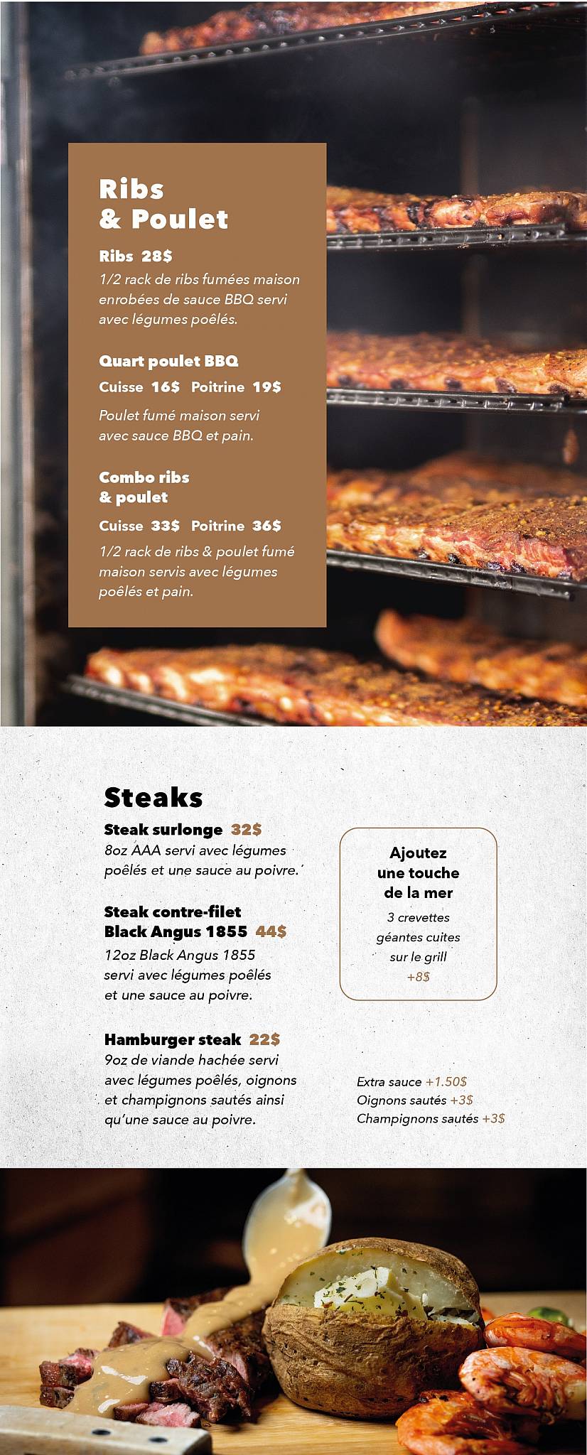 Menu au Le Up'n Down RestoBar, TracadieSheila