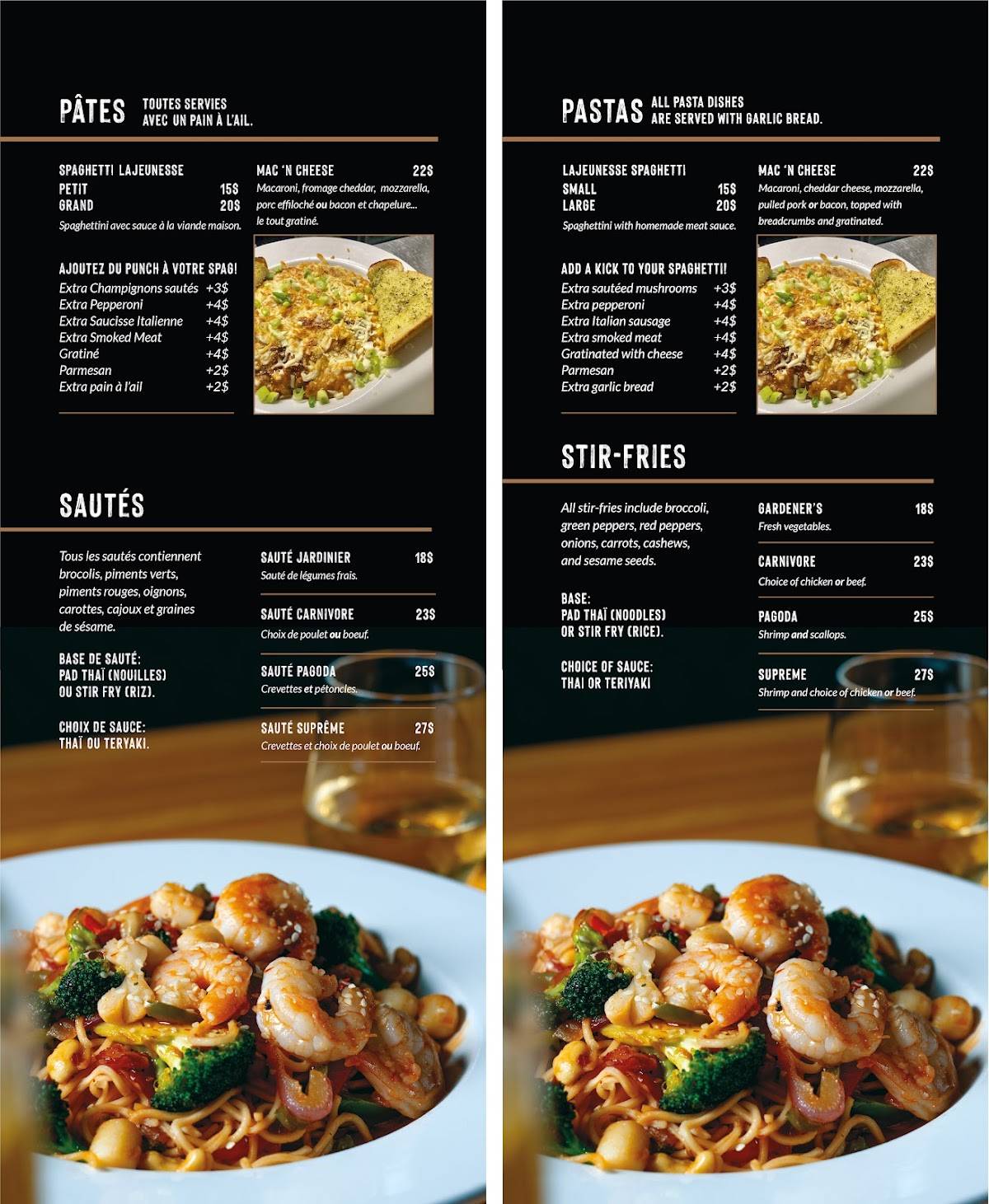 Menu de Le Up'n Down Resto-Bar