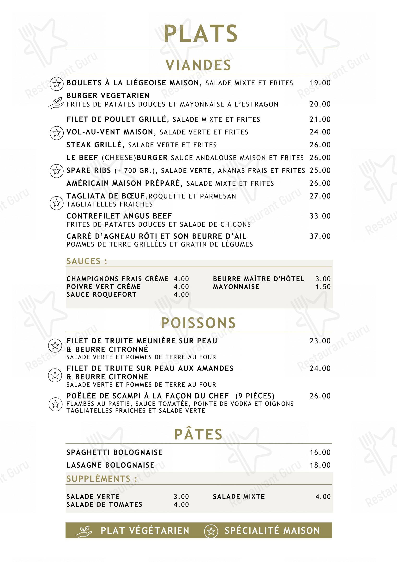 Le Vert de Pommier dans Stoumont - Menu bar