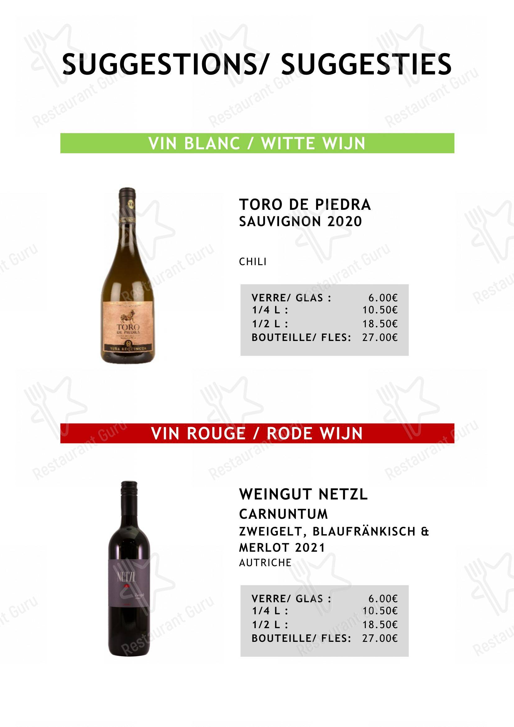 Menu pour Le Vert de Pommier - Крафт меню