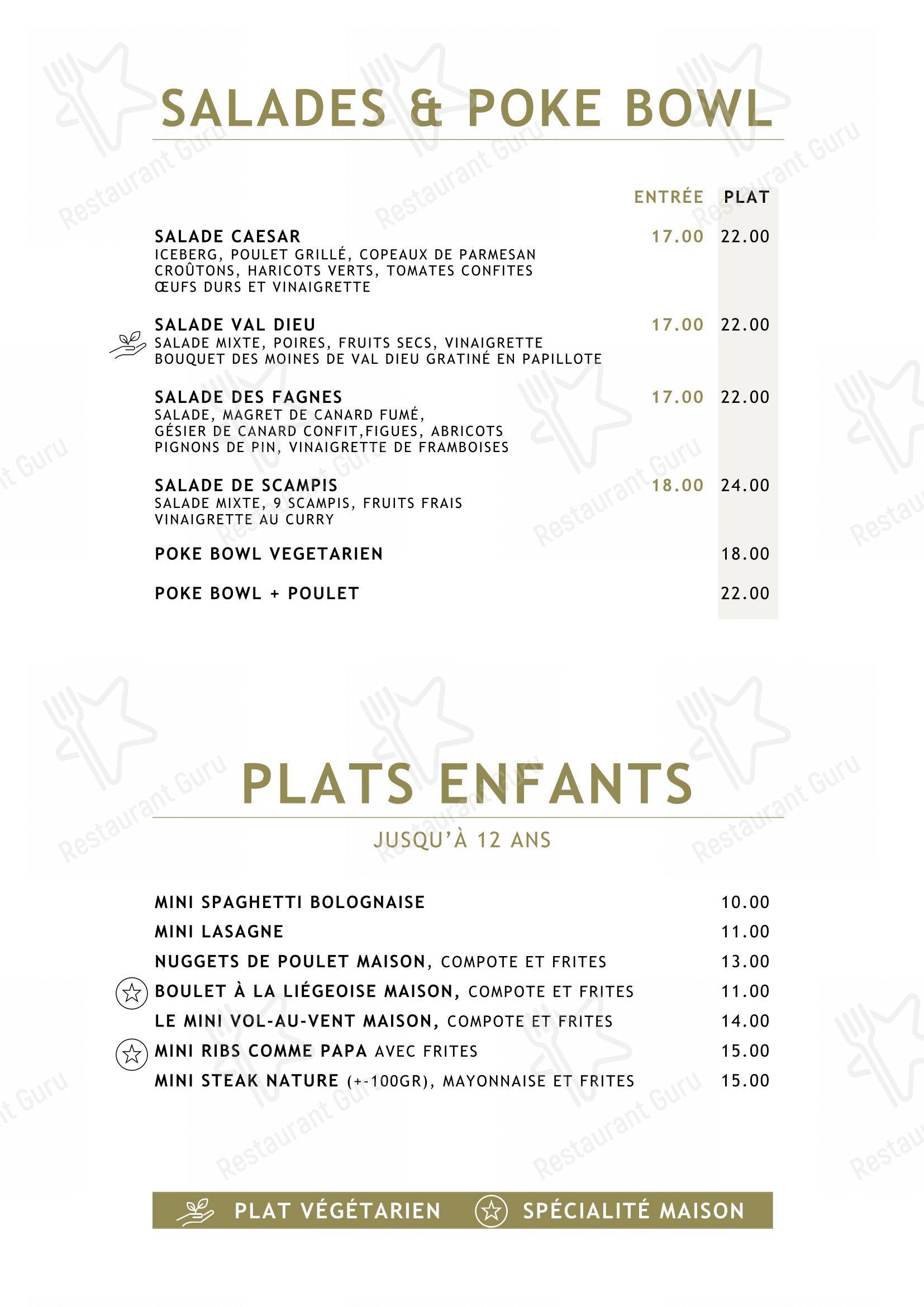 Menu pour Le Vert de Pommier - Menu bar
