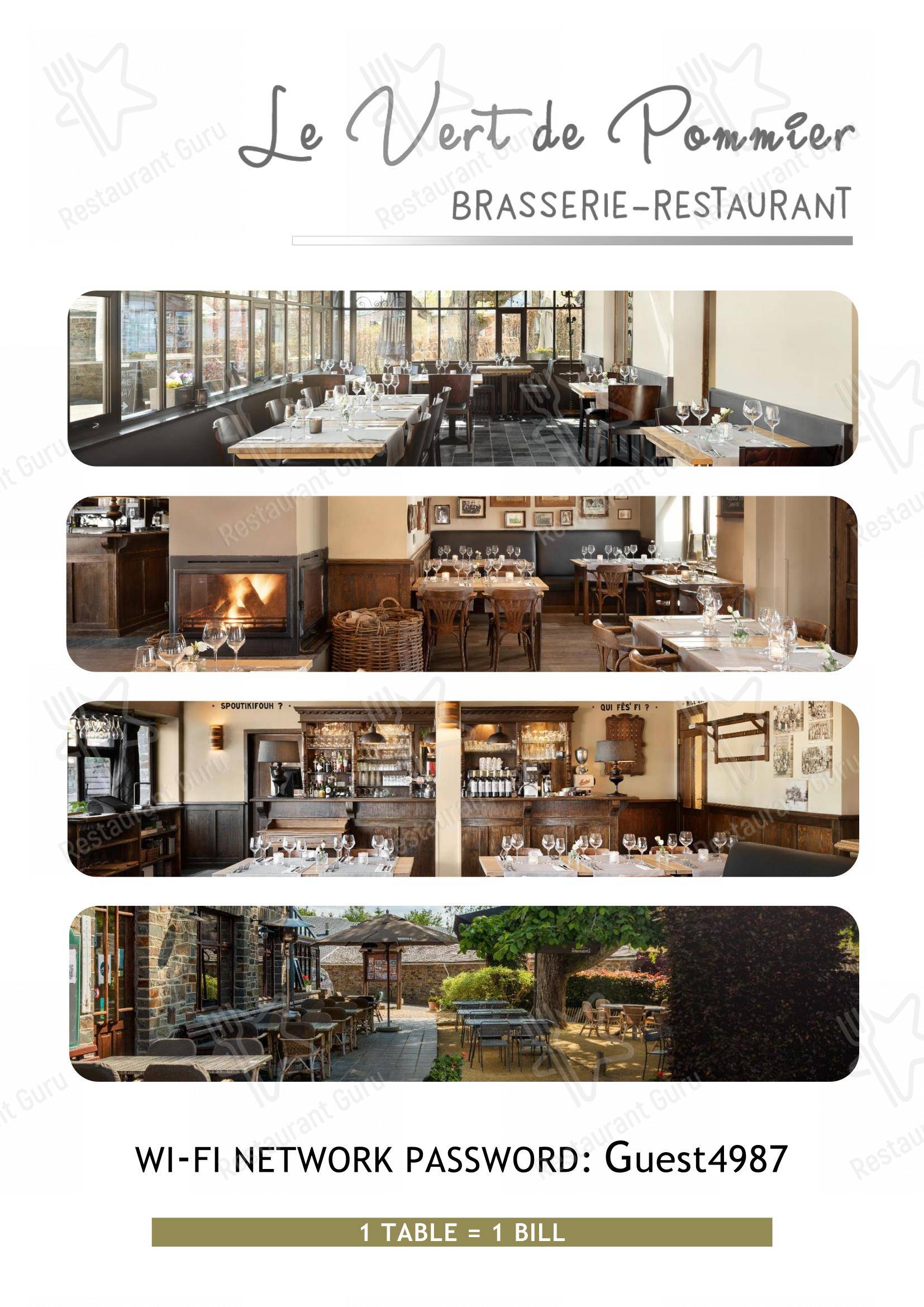 Lunch Menu pour Le Vert de Pommier dans Stoumont