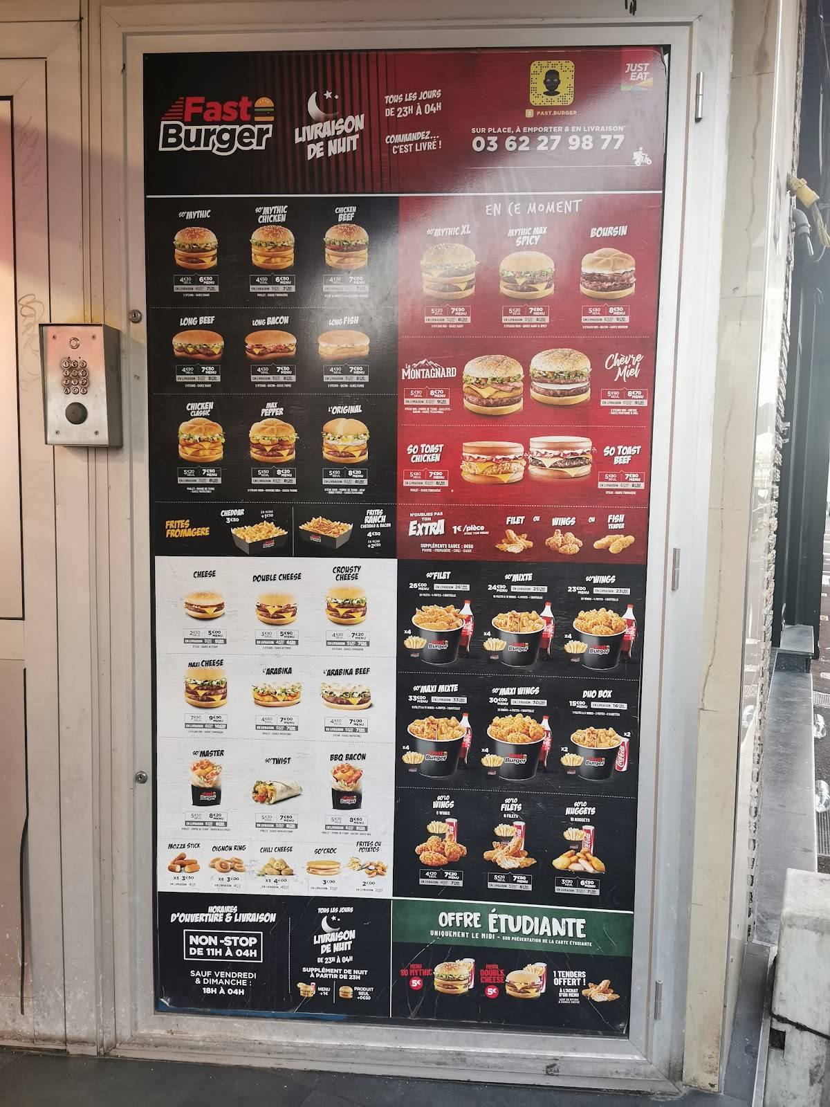 Menu de Fast Burger