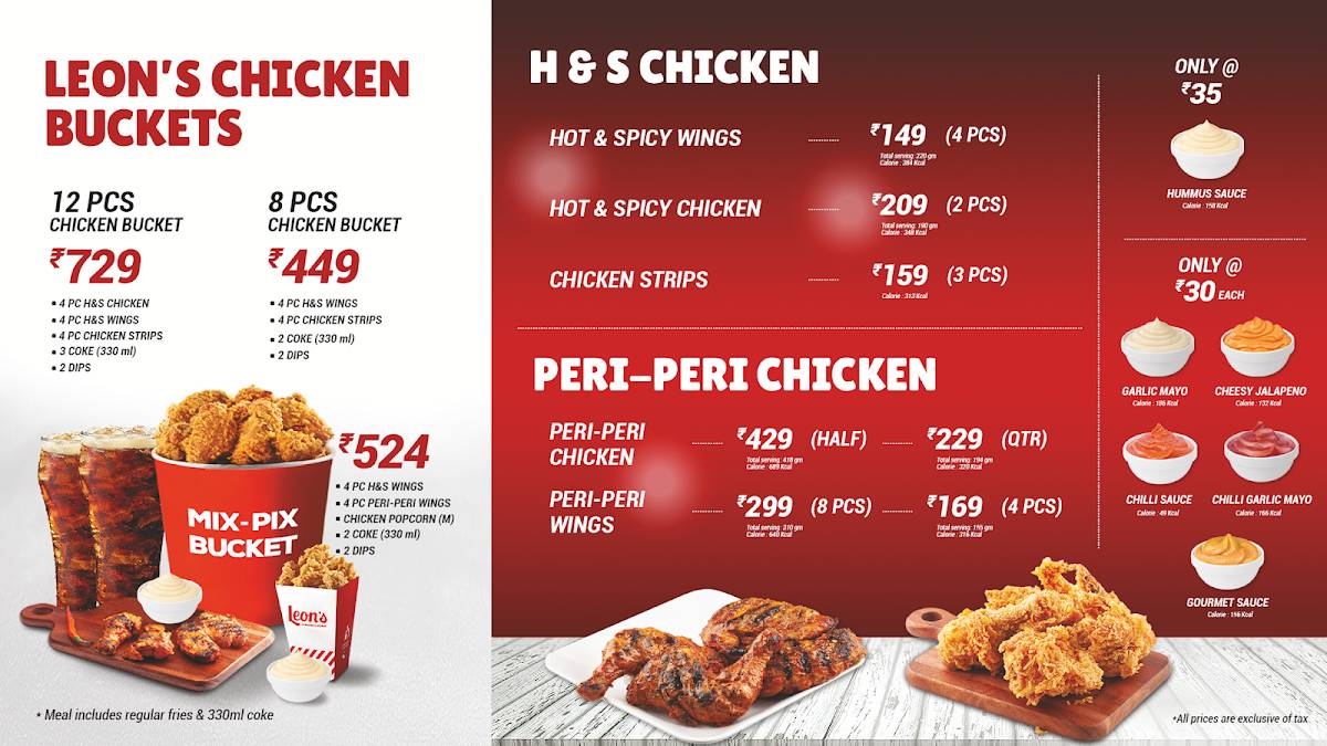 Leon's Burgers & Wings Electronic City menu