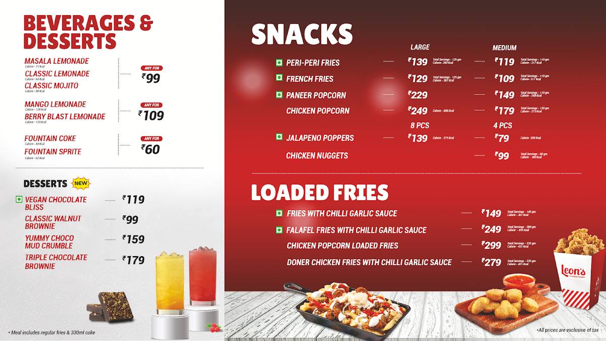 Leon's Burgers & Wings Electronic City menu
