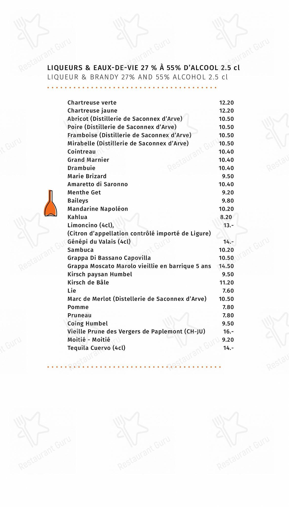 Menu di Restaurant Les Armures - Tea Menu