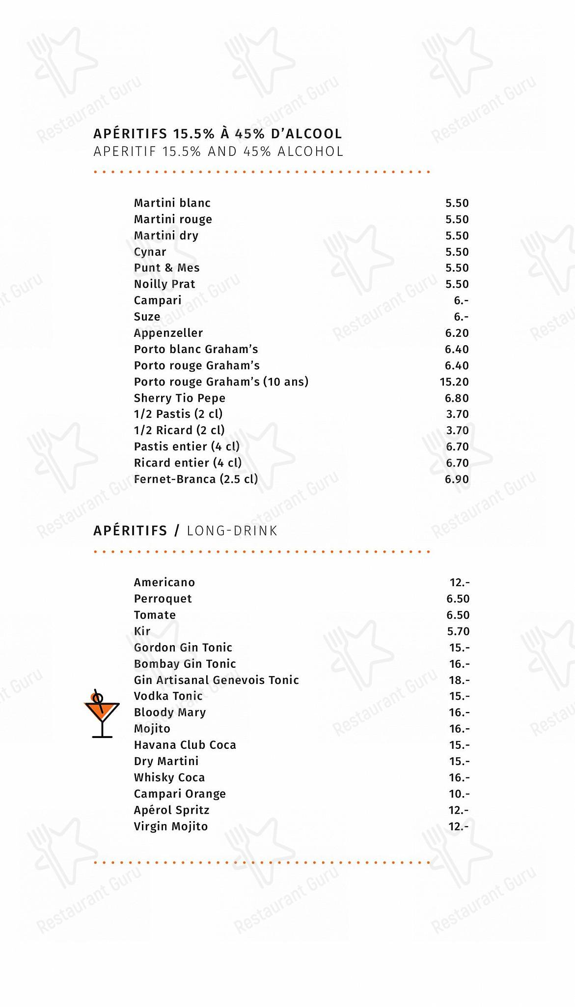 Tea Menu per Restaurant Les Armures in Ginevra