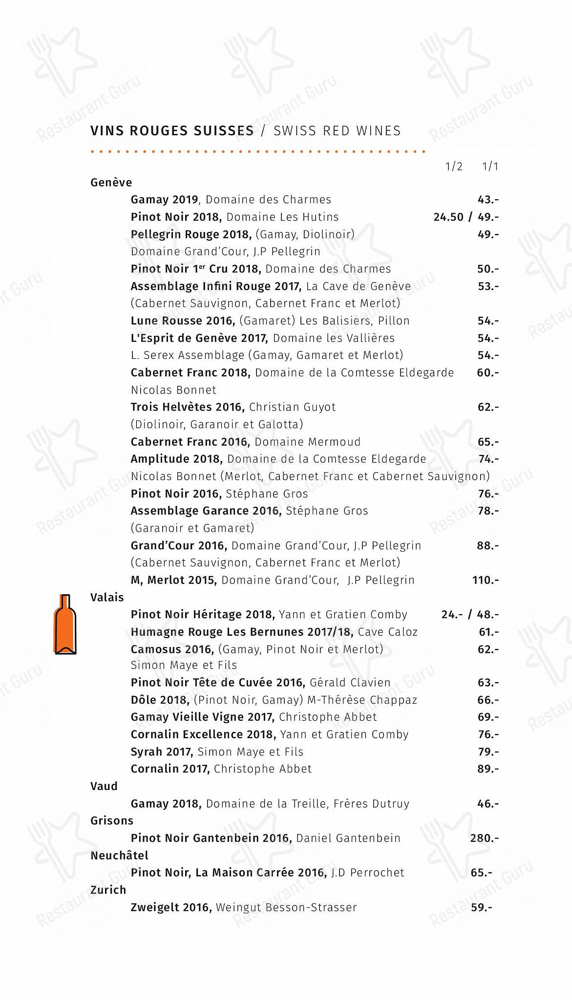 Tea Menu per Restaurant Les Armures in Ginevra