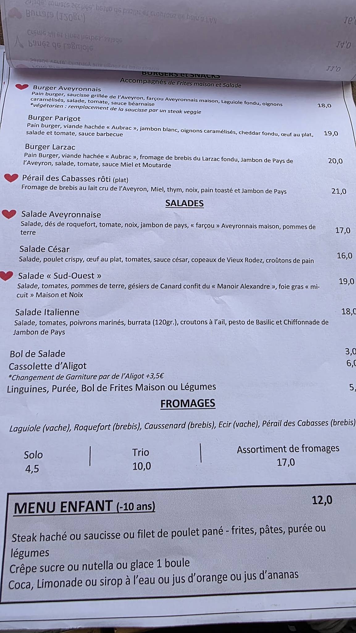 Menu de Les Colonnes