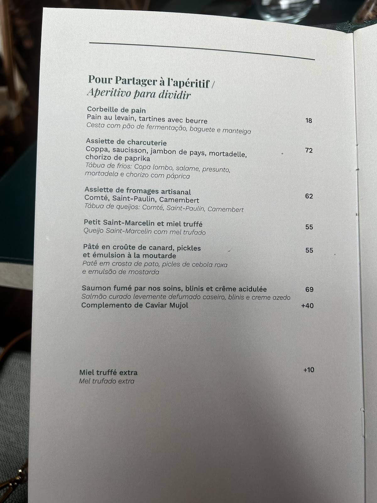 Les Deux Magots cardápio