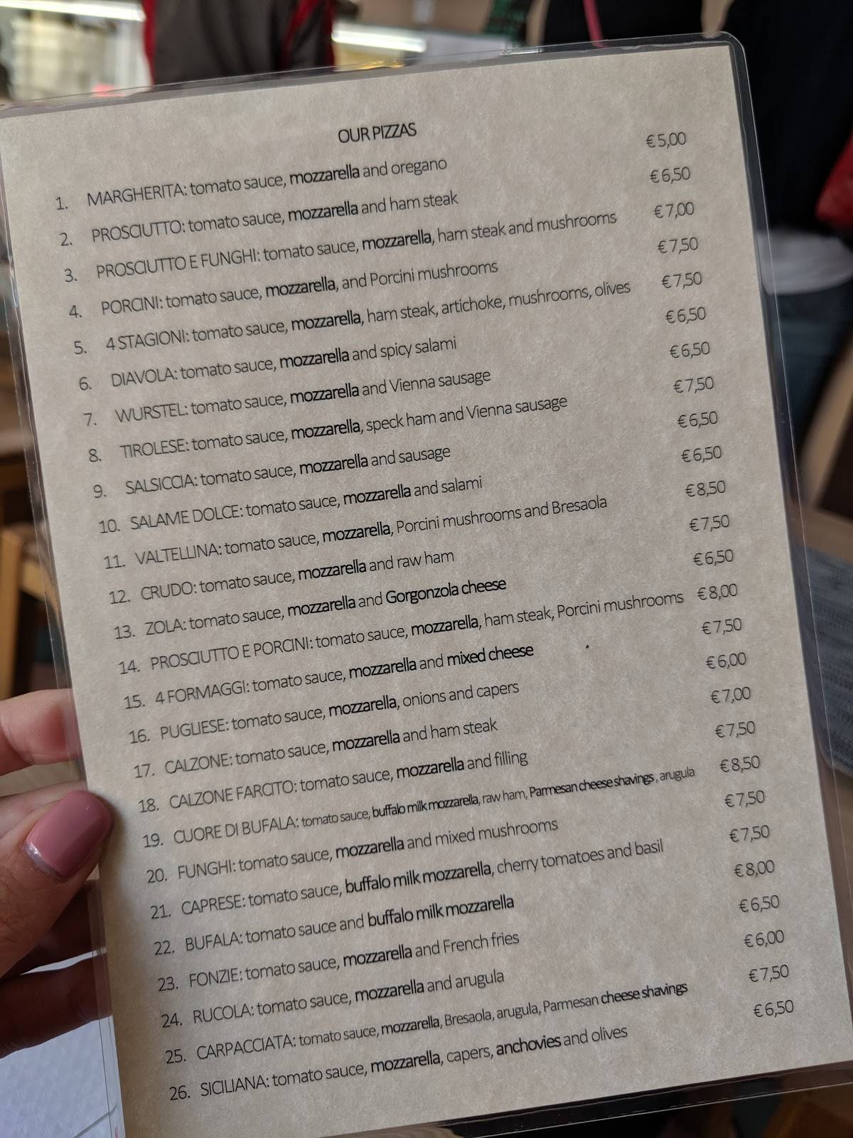 Menu di Lo Scrocchiaro Pizzeria 