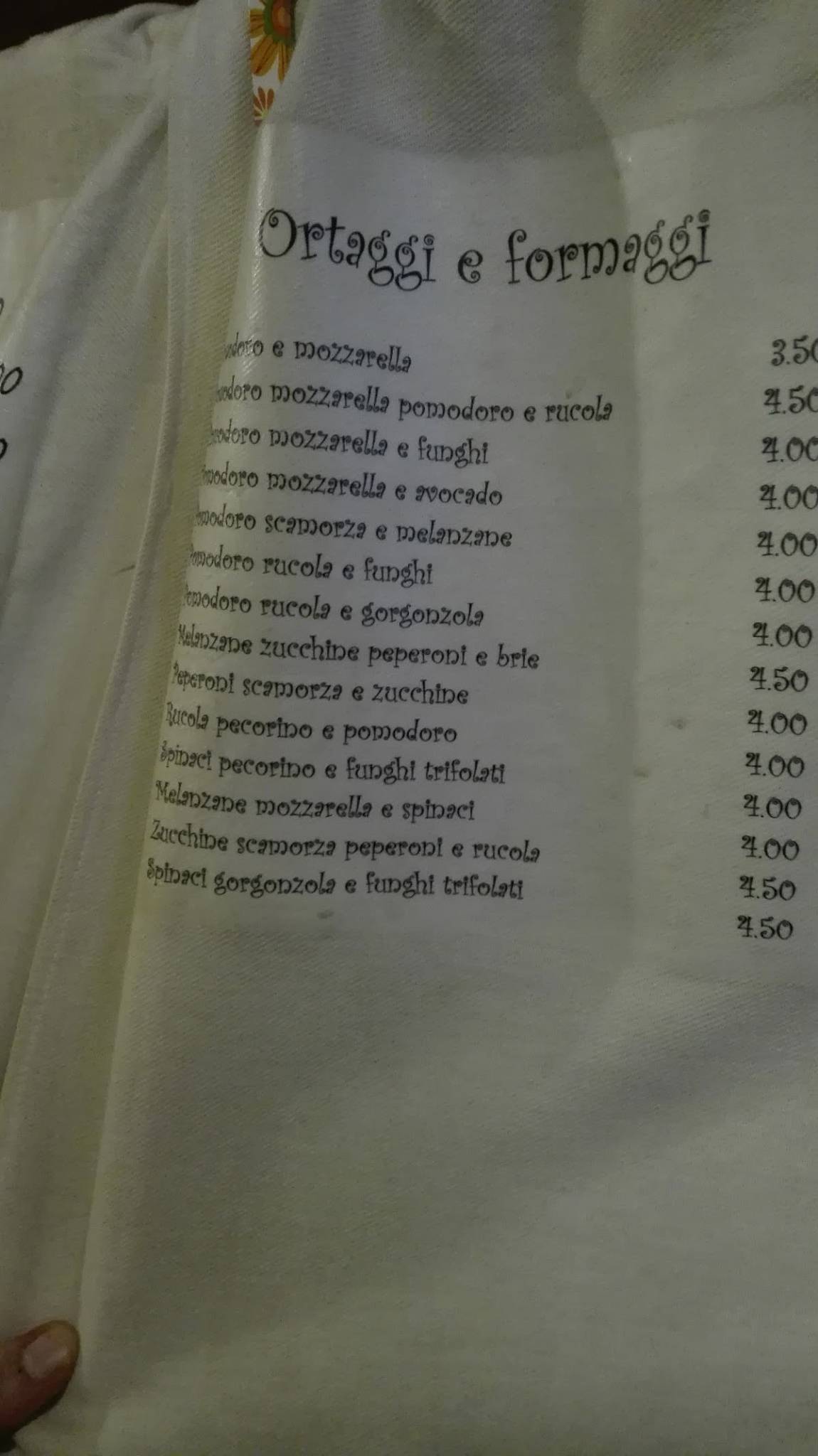 Menu di Lo Sfizio Piadineria artigianale 
