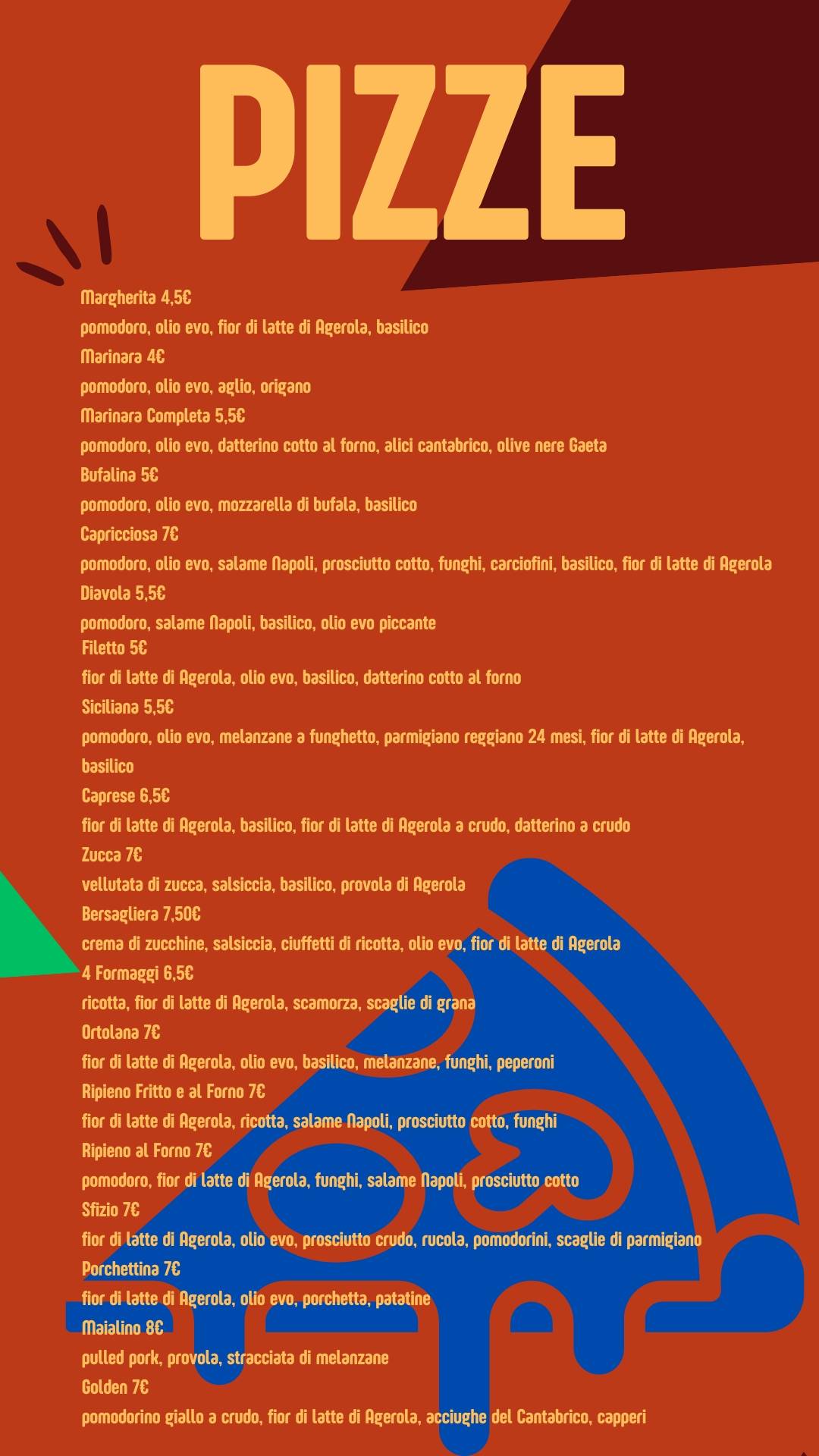 Menu di Lo Sfizio 