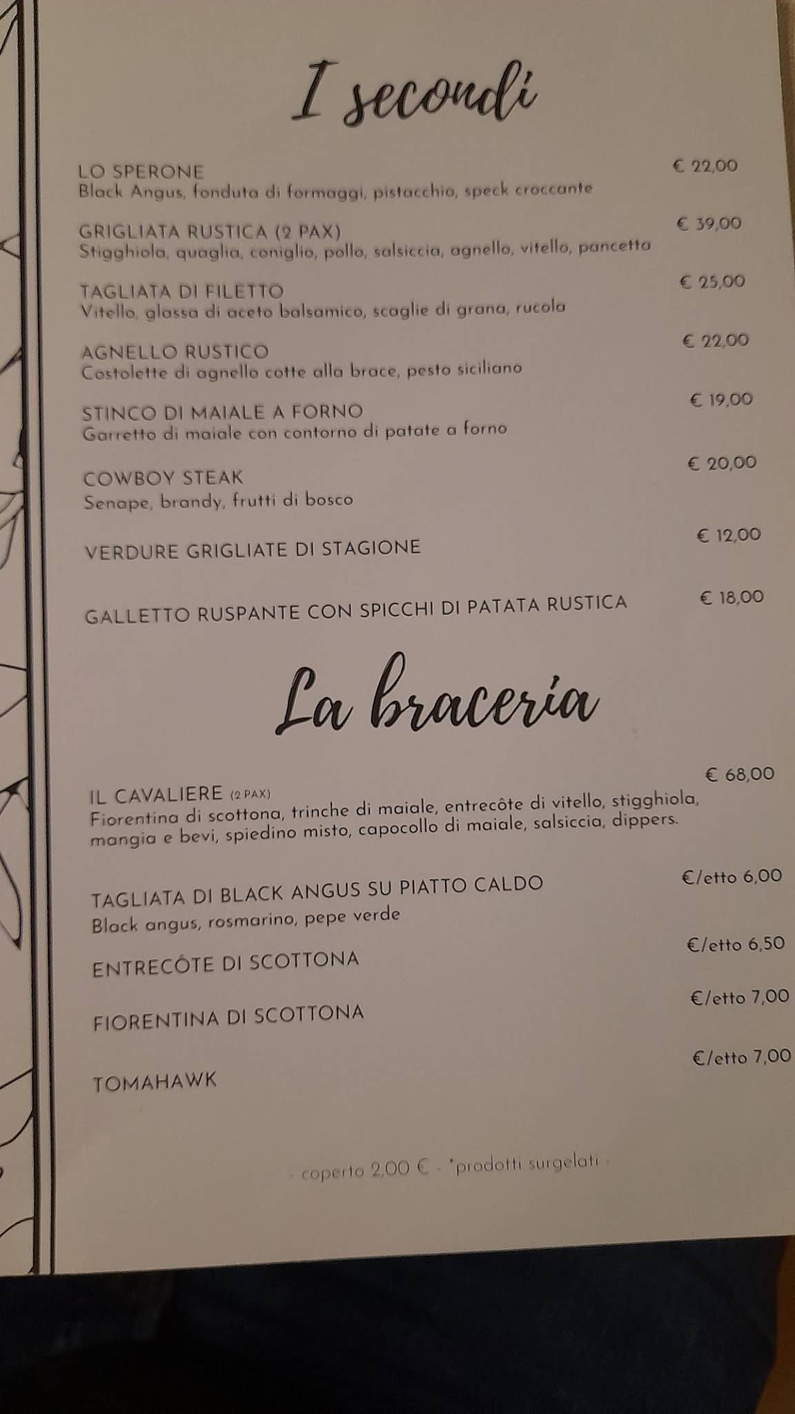 Menu di Lo Sperone Alcamo 