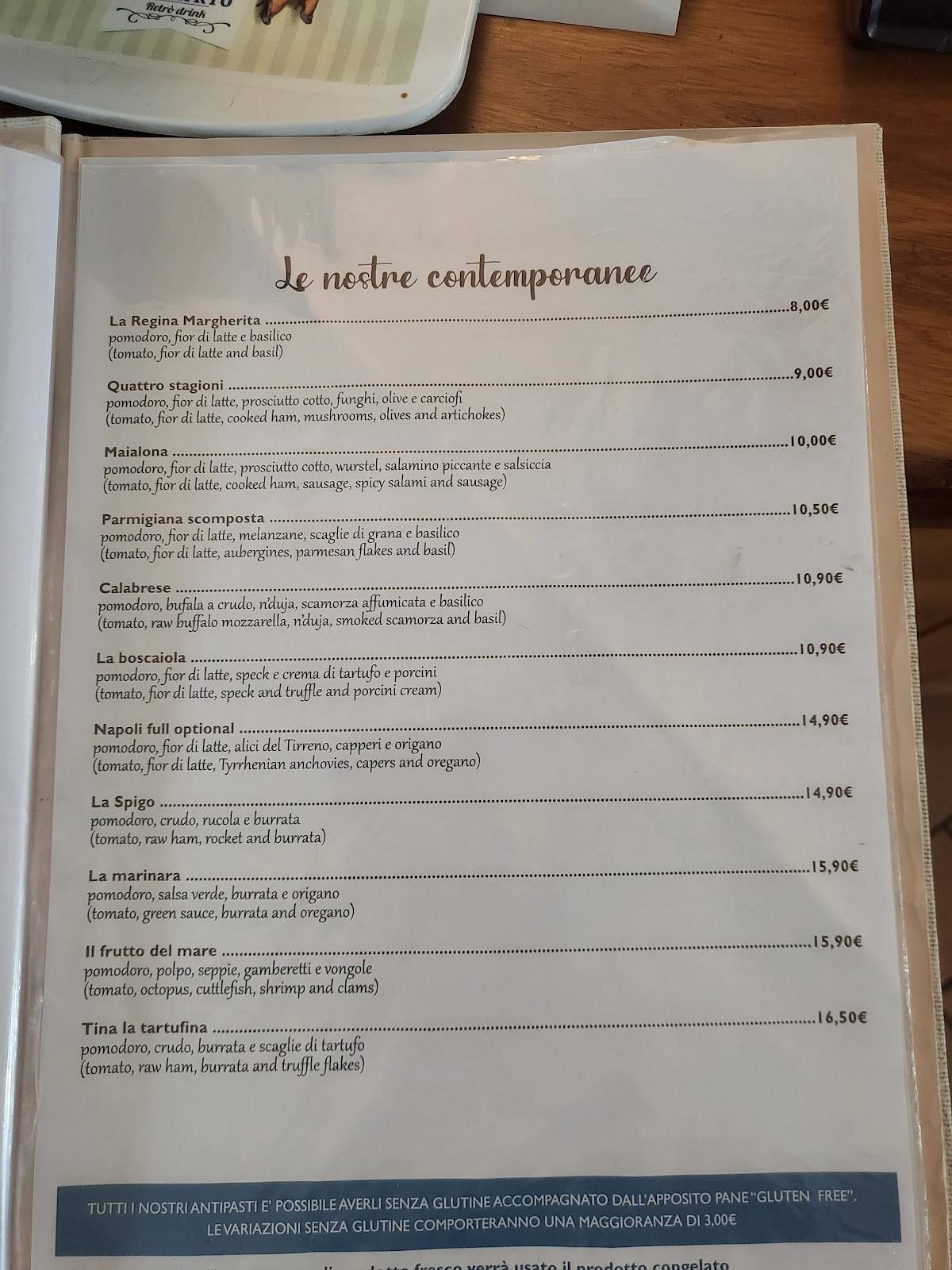 Menu di Lo Spigo 