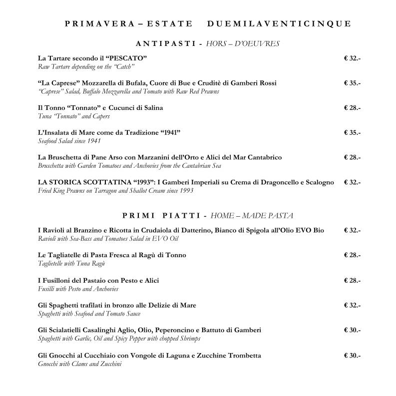 Menu di Lo Storico 
