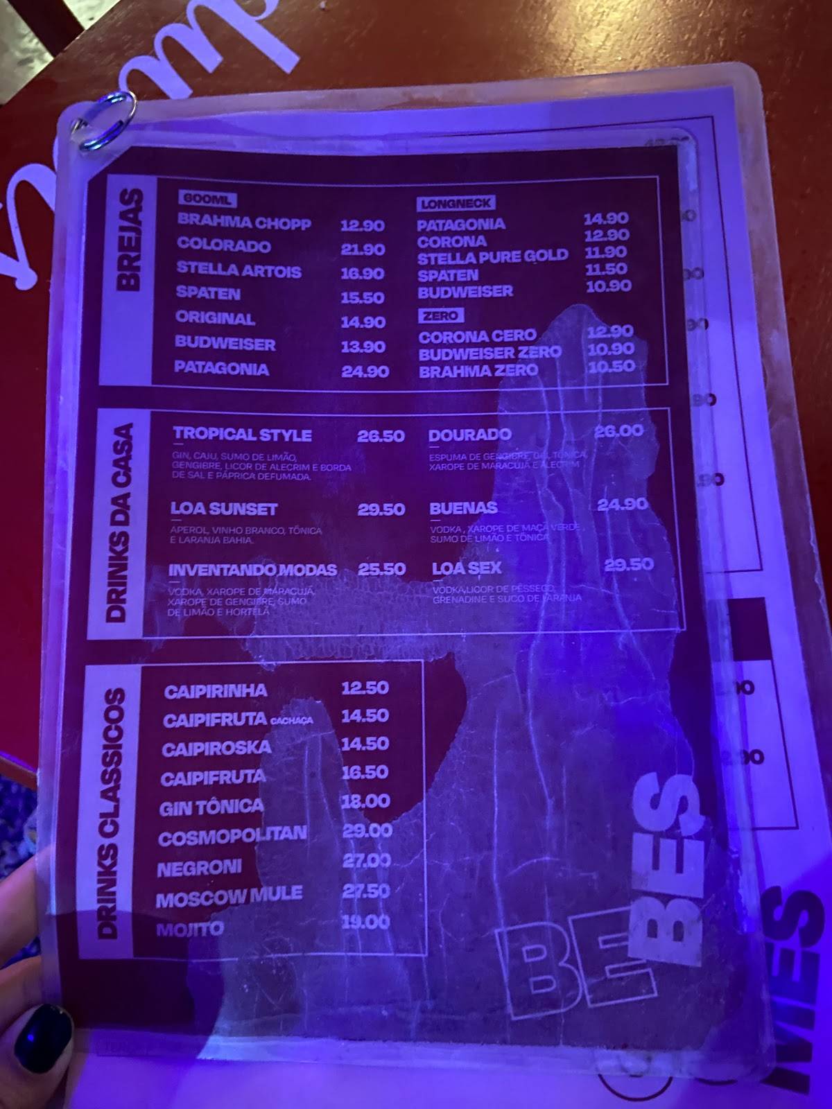 Loa Restô cardápio