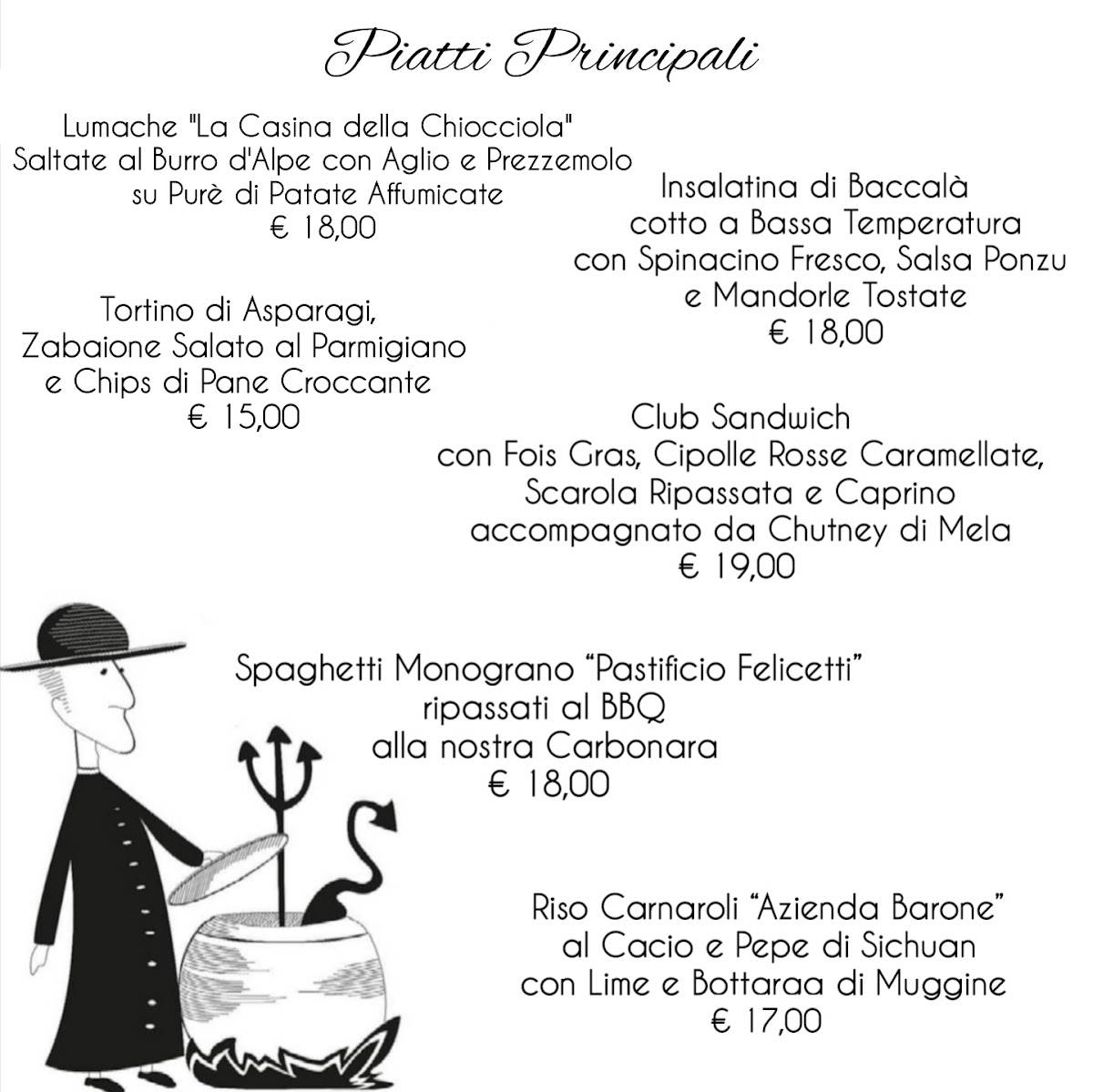 Menu di Locanda del prete 