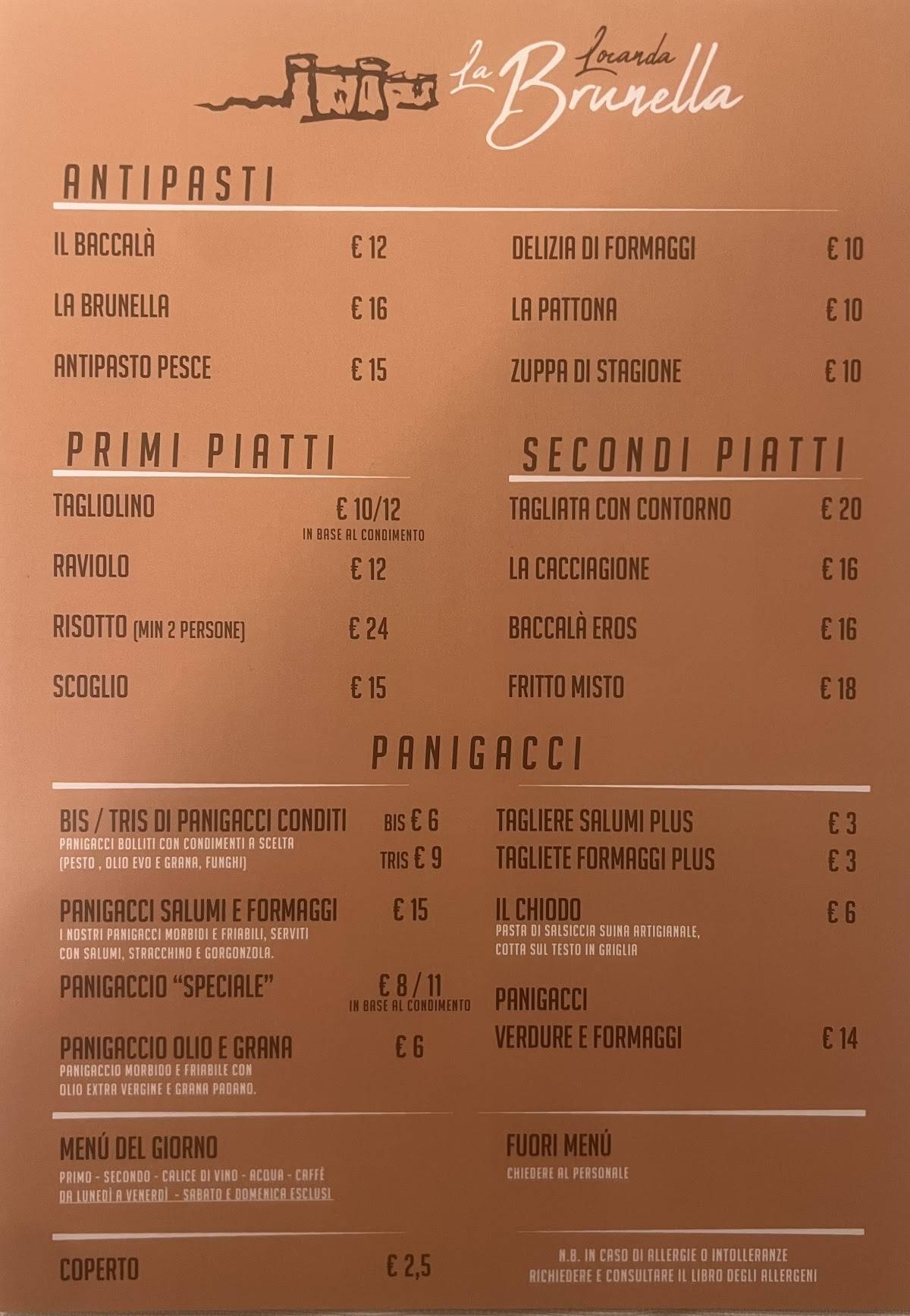Menu di Locanda La Brunella 