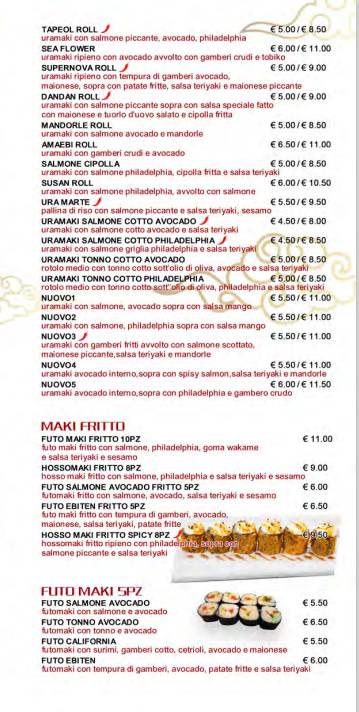 Menu di Lojer Sushi 
