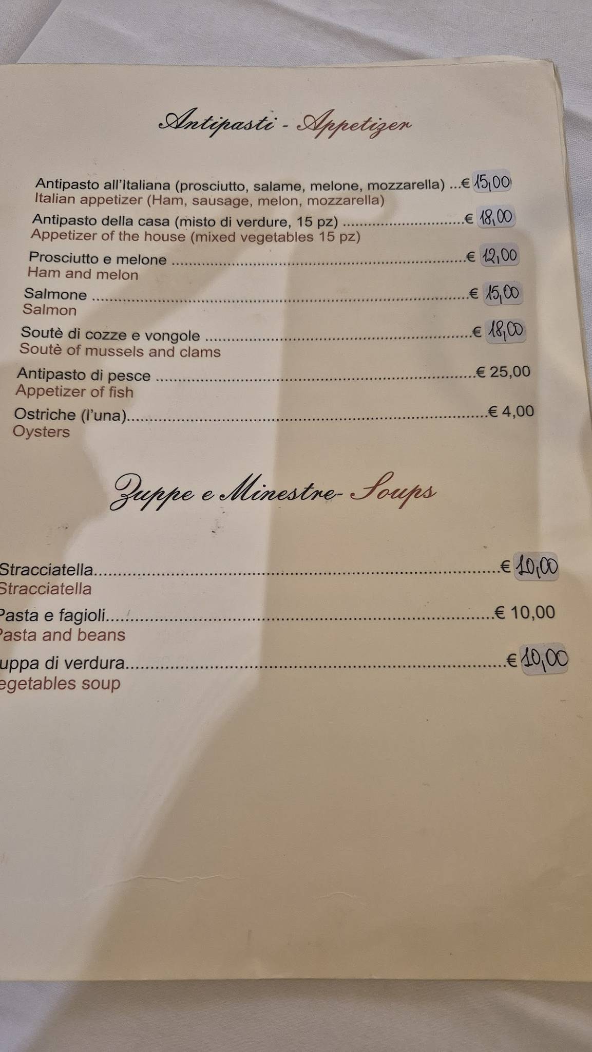 Menu di L'orso 80 