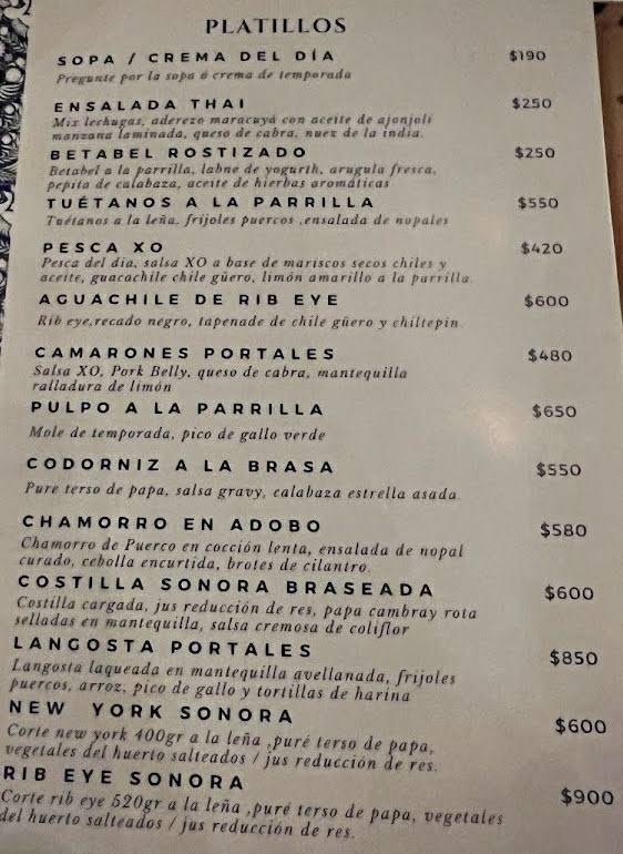 Carta Del Restaurante Los Portales Del Garc a Mexico