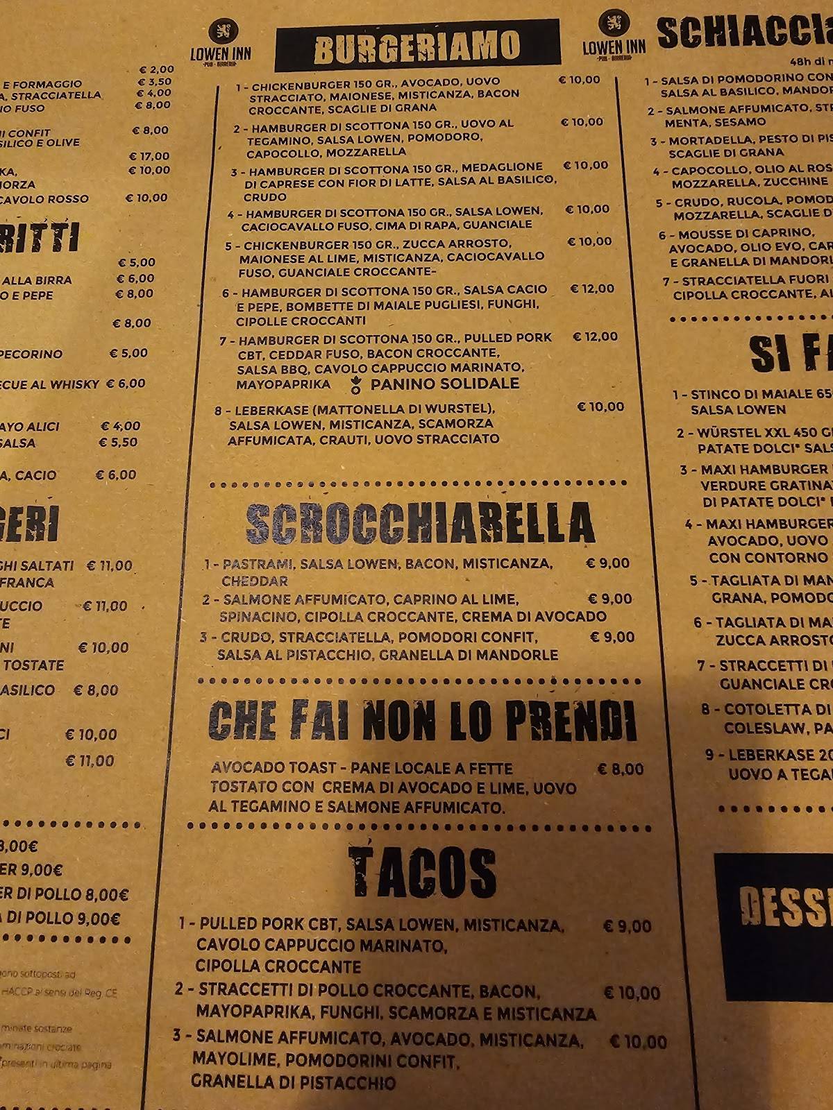 Menu di Lowen Inn 