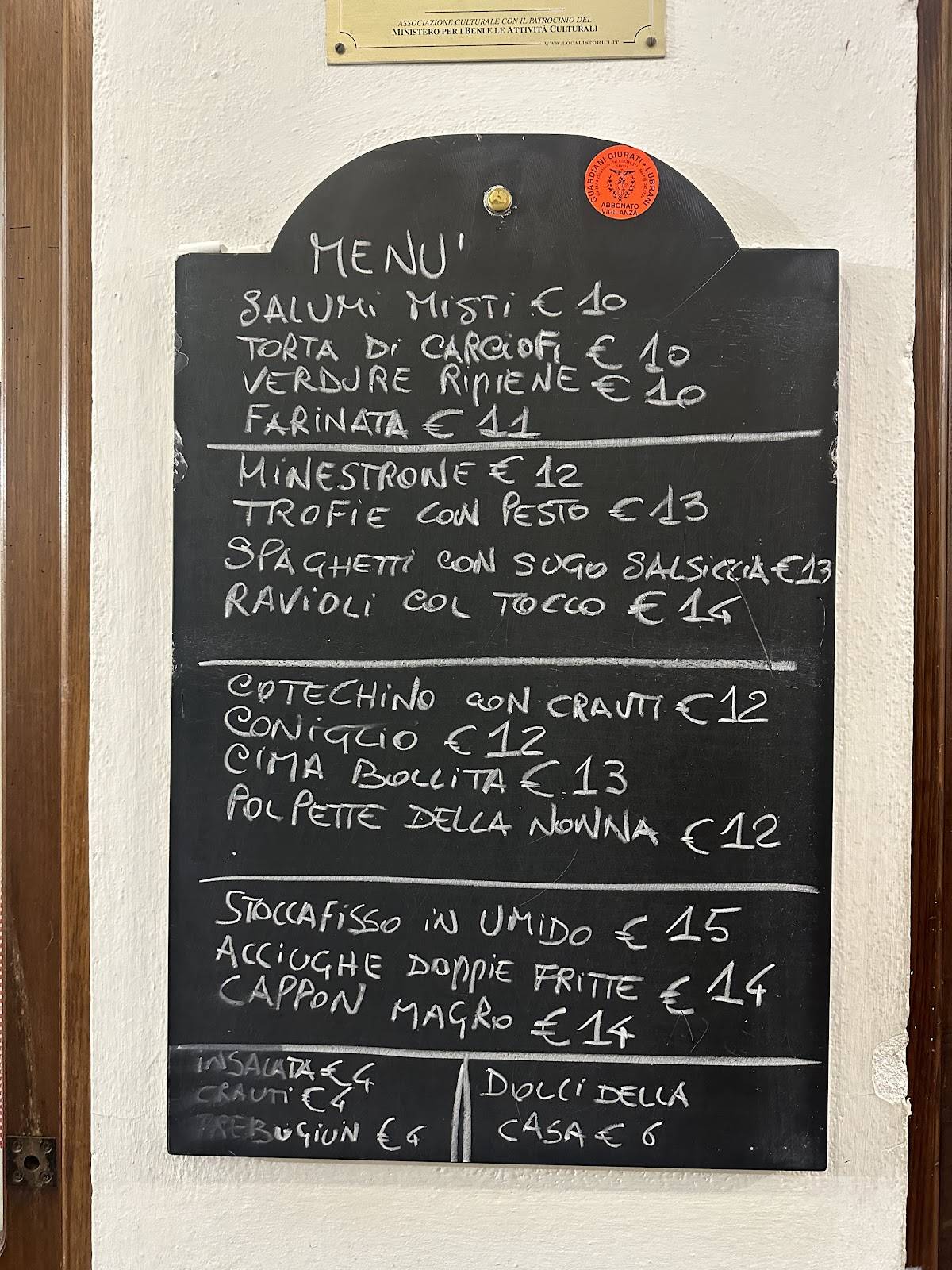 Menu di Osteria Luchin 