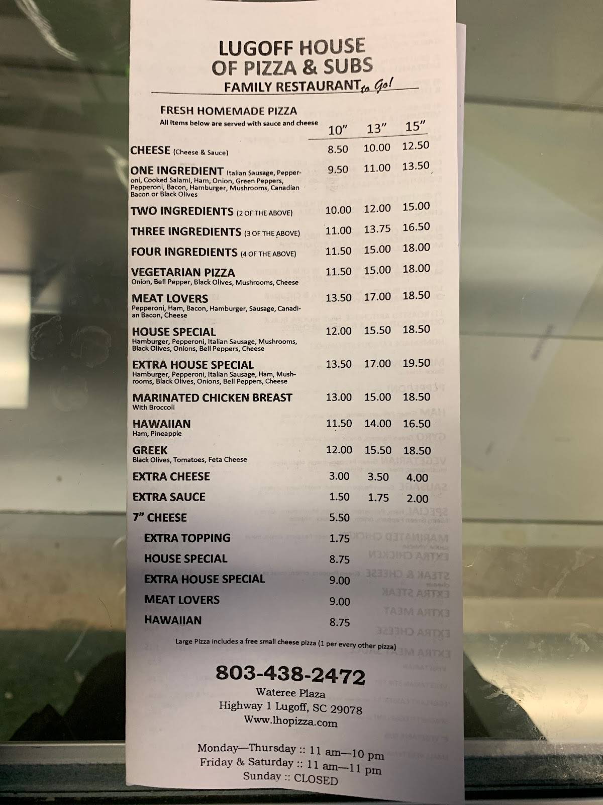 Lugoff House Of Pizza Menu Lugoff Sc - 2nnbbhi