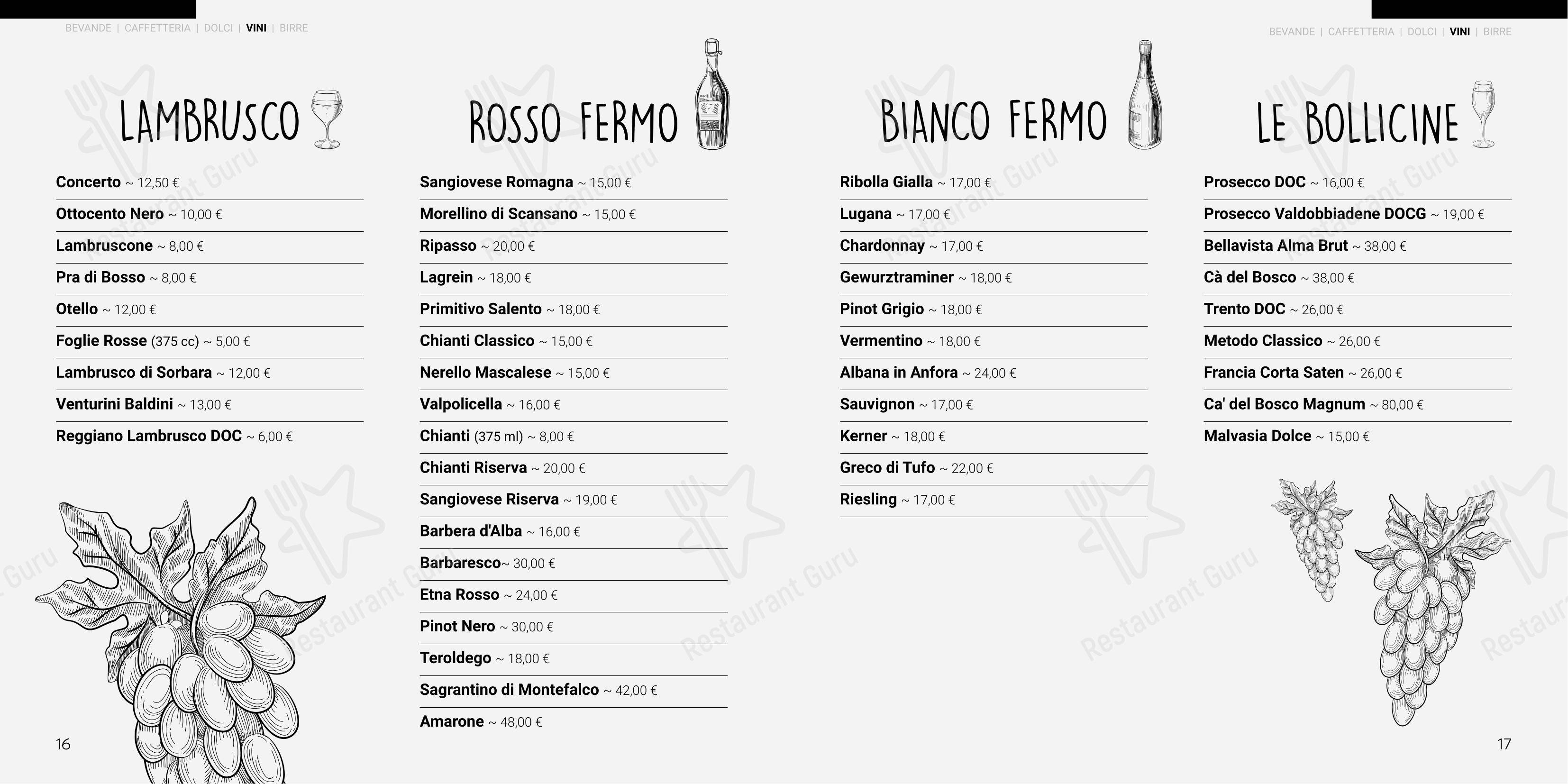 Menu bar per Luna Cafè in Castellarano