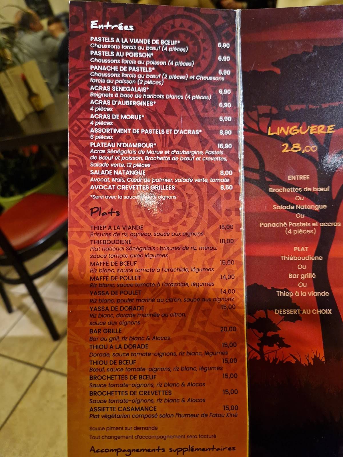 Menu de Lyon Dakar