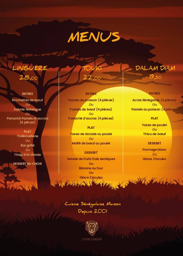 Menu de Lyon Dakar